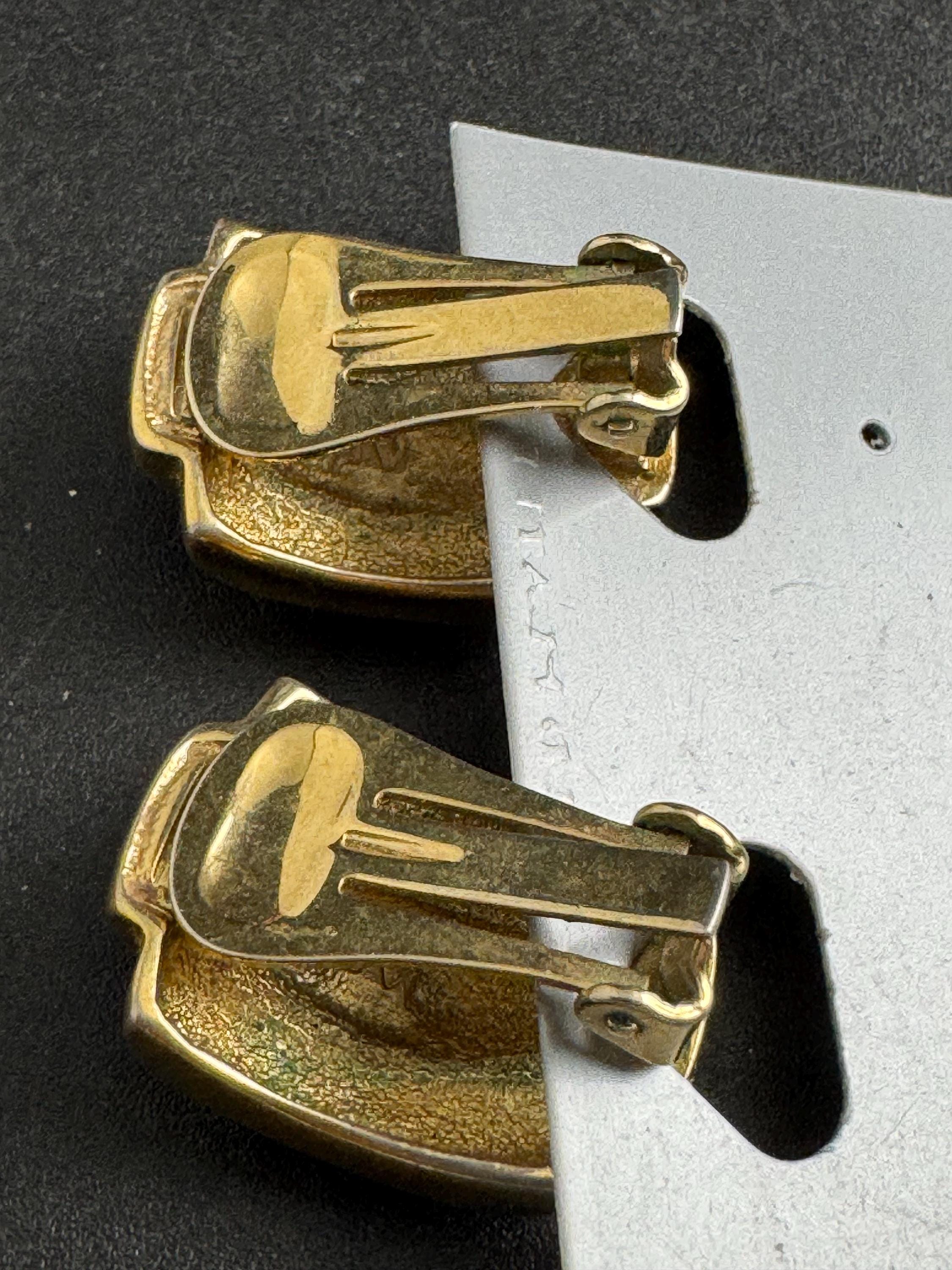 Purple Enamel Clip On Earrings: jaques vert vintage gold plated