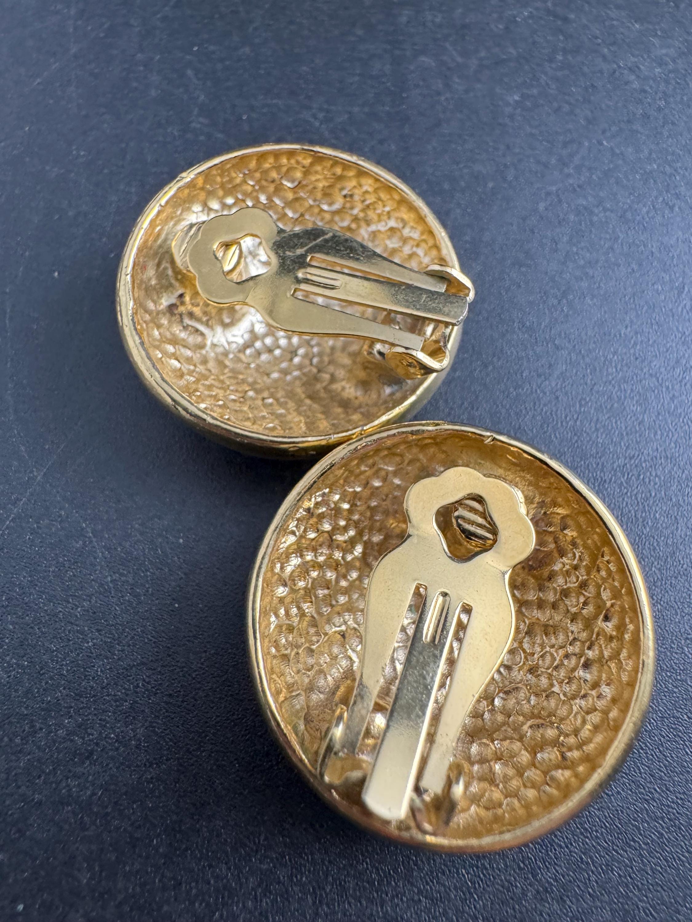 Yellow Enamel Clip On Earrings: jaques vert vintage gold plated