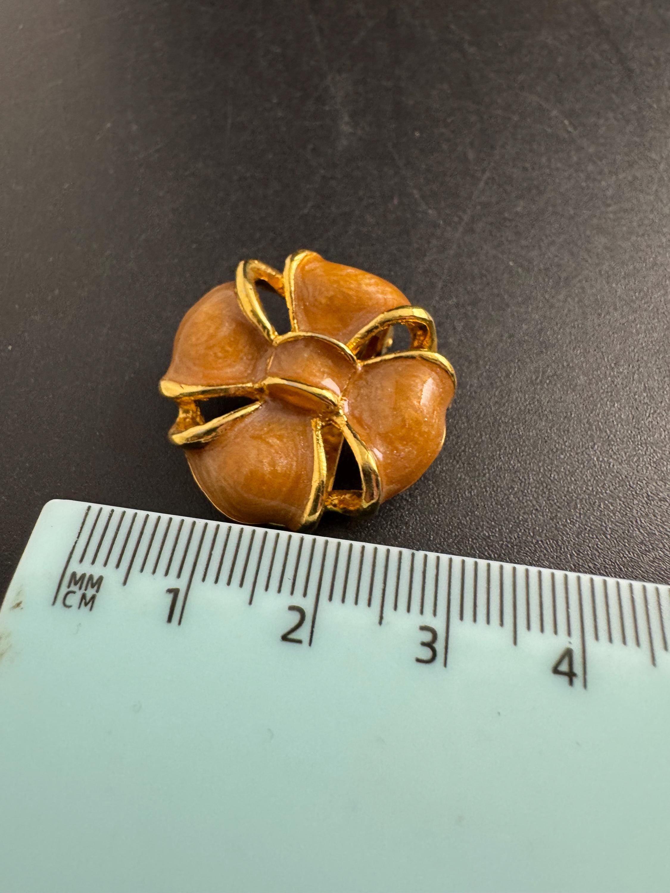 brown Enamel Clip On Earrings: jaques vert vintage gold plated