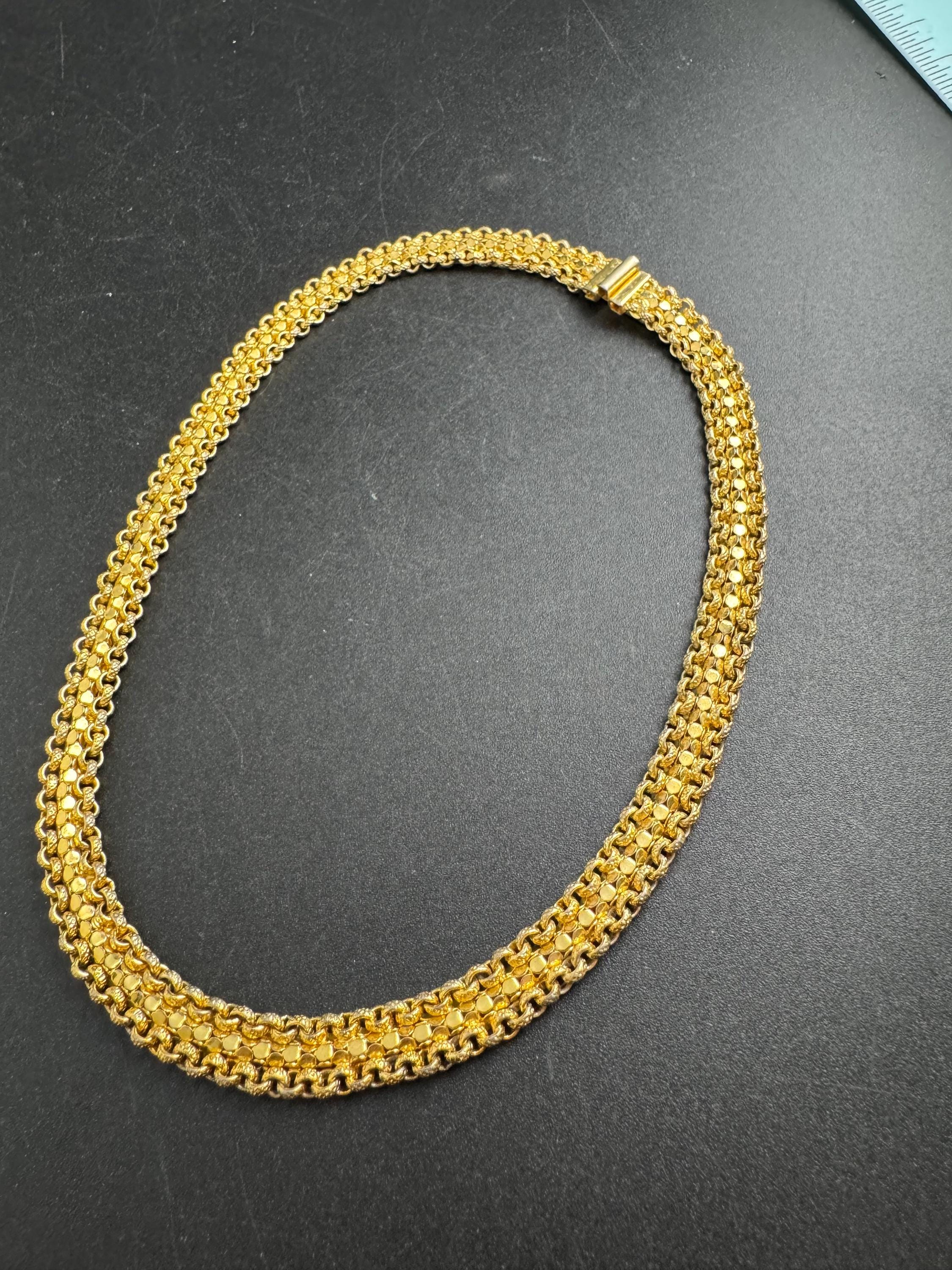 Vintage gold Mesh Choker, woven  Necklace