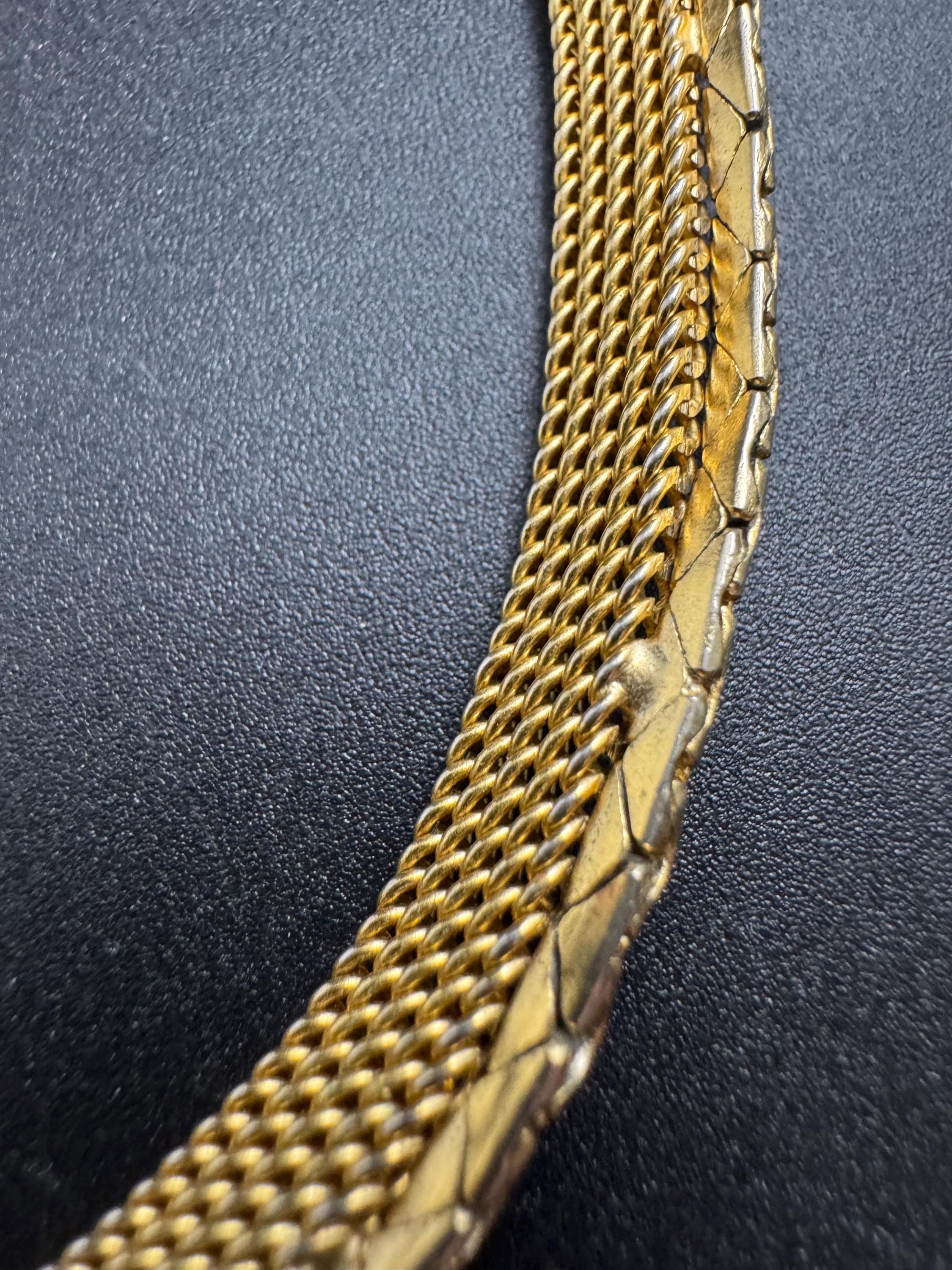Wide gold mesh choker, vintage necklace 1970s
