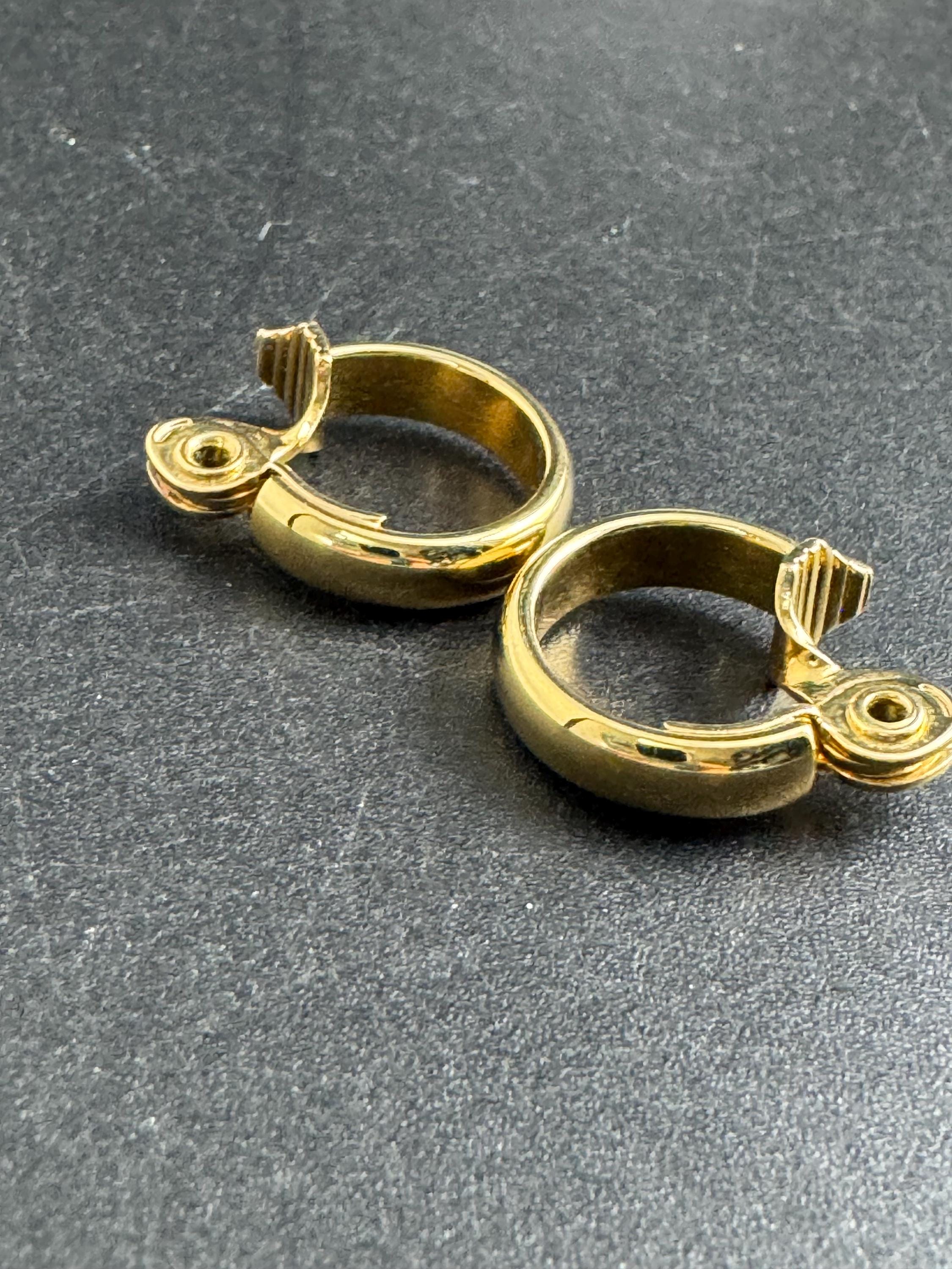 Gold Hoop clip on earrings, Signed MONET