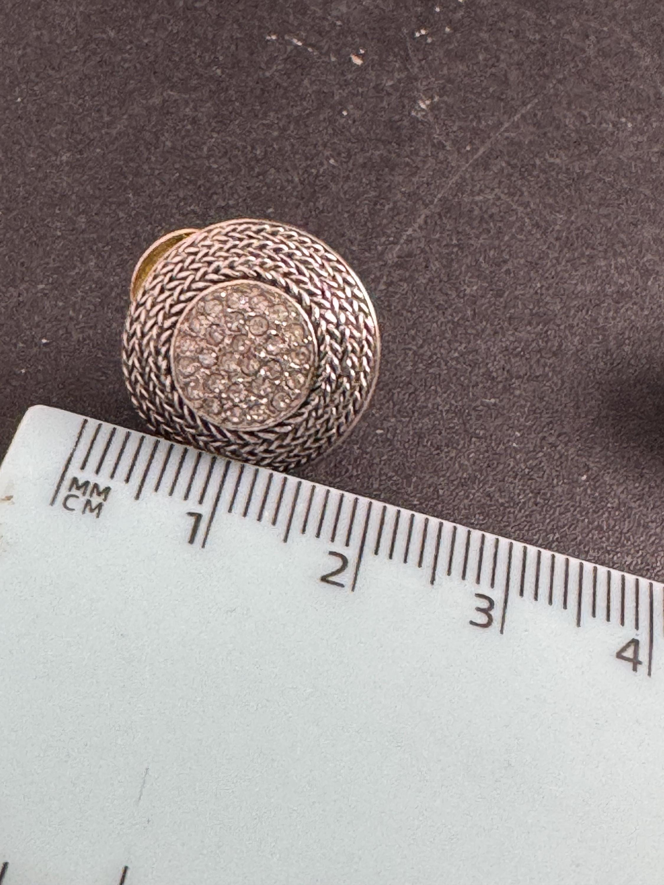 signed Ciro diamante crystal stud earrings, silver gold tone pierced ears