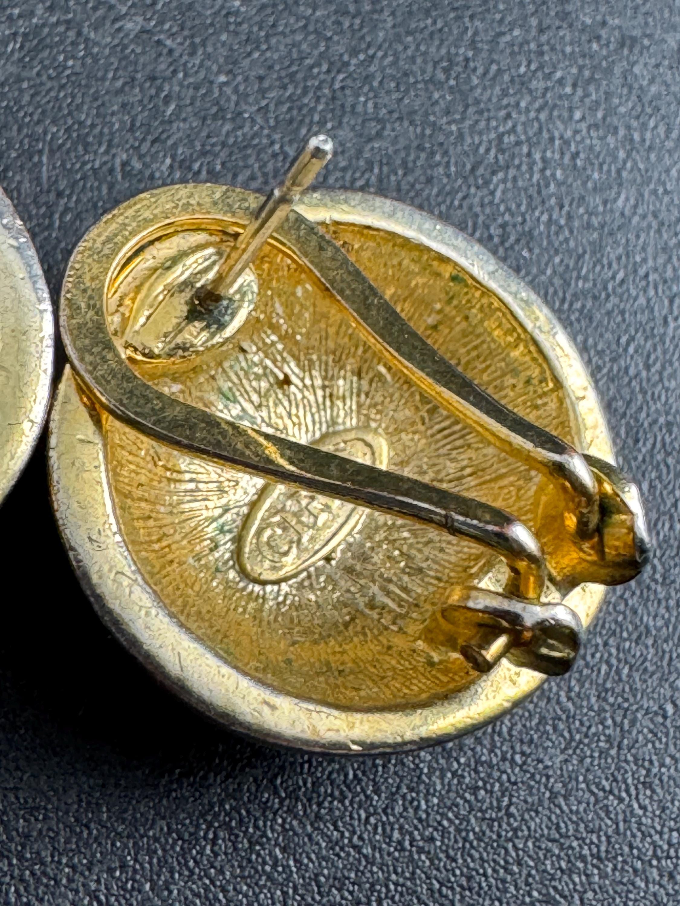 signed Ciro diamante crystal stud earrings, silver gold tone pierced ears