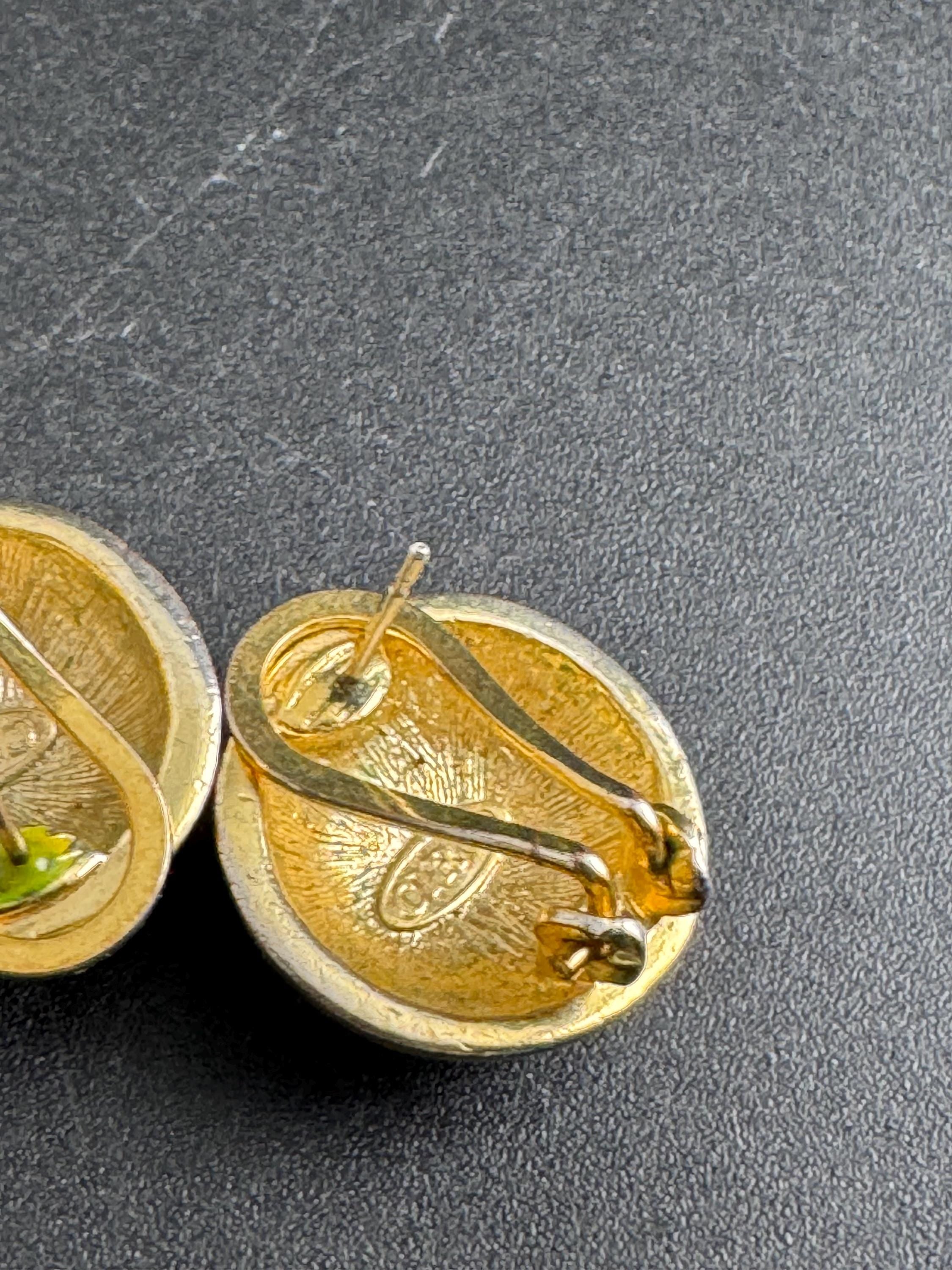 signed Ciro diamante crystal stud earrings, silver gold tone pierced ears