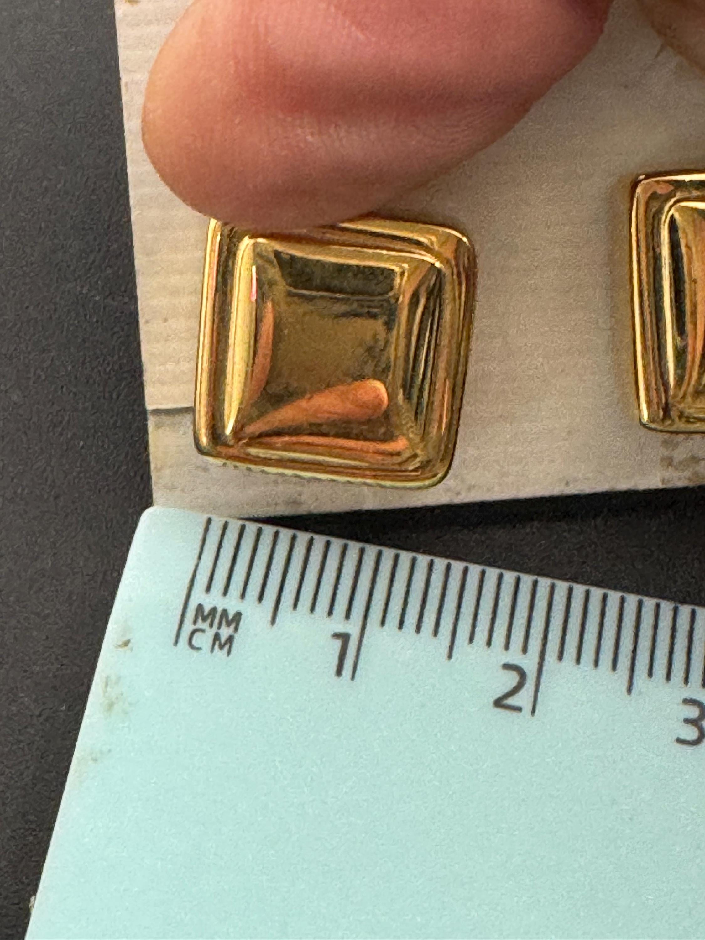 Napier square clip on stud earrings, Vintage 1980s gold plated