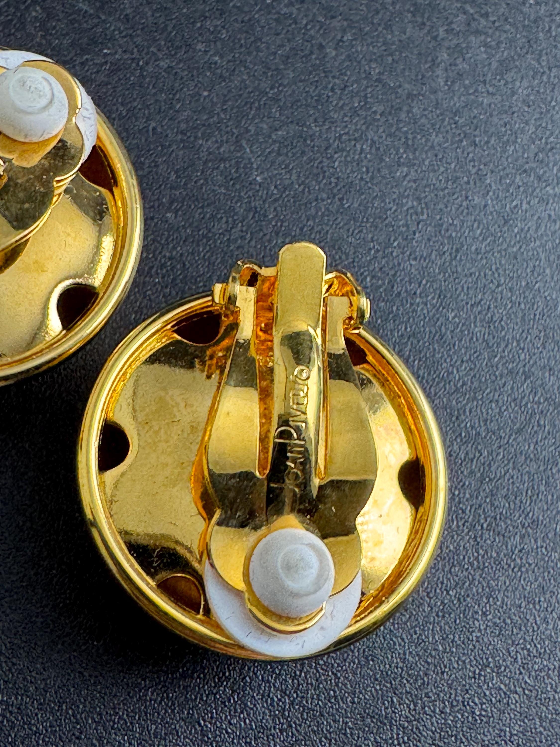 Joan rivers gold dome clip on earrings, gold plated vintage and signed