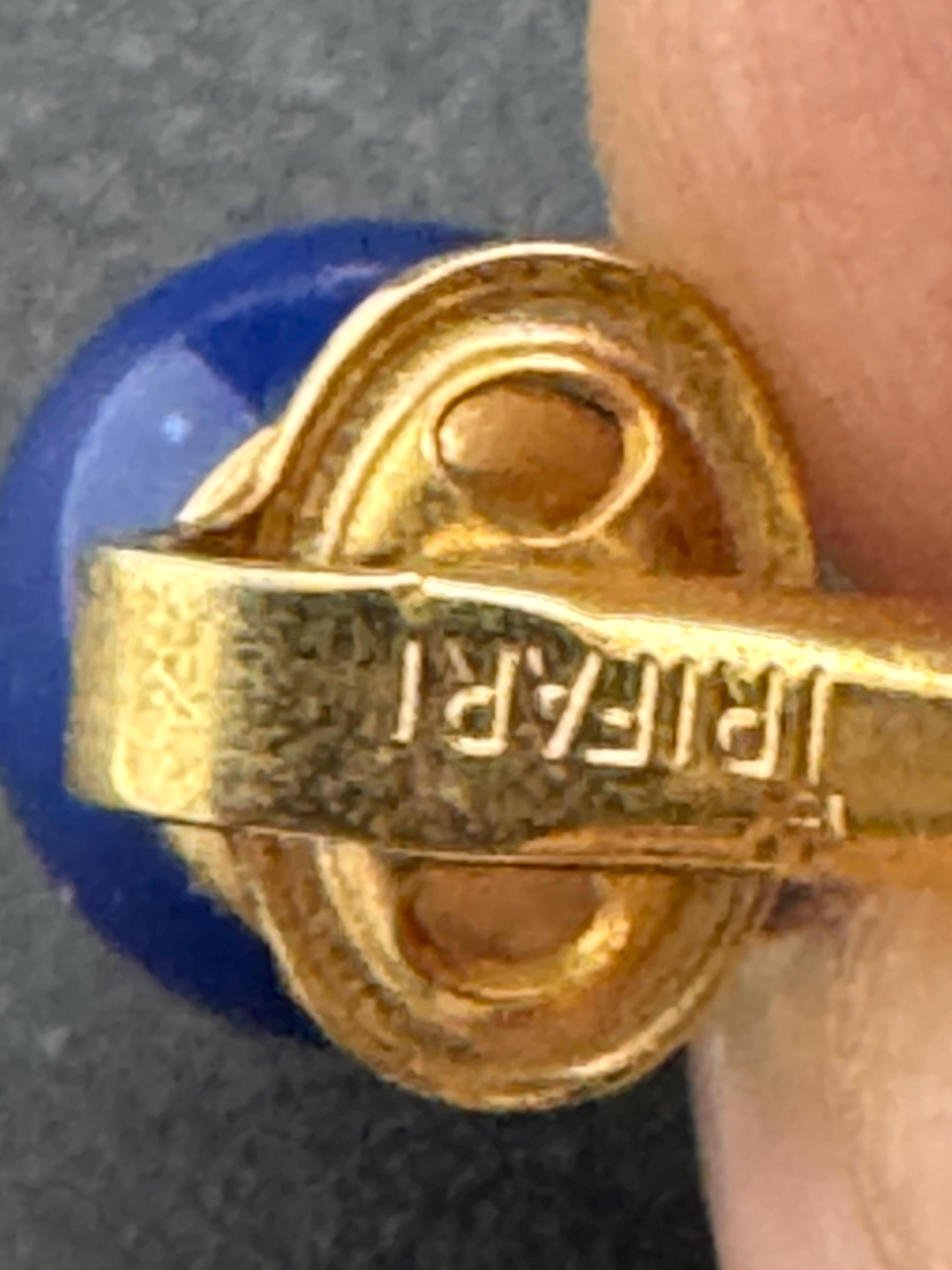 Vintage Trifari plastic clip on earrings, red white and blue dangly USA signed