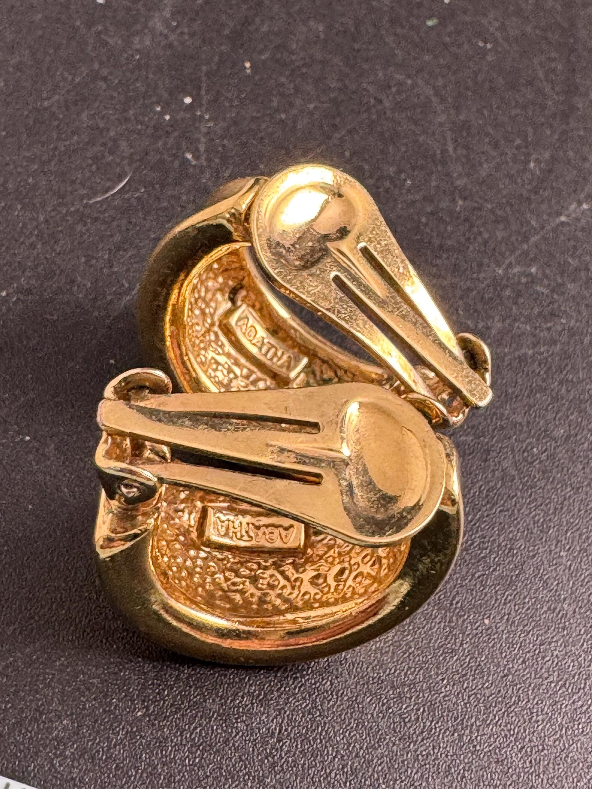 AGATHA PARIS gold hoop clip on earrings,  vintage french designer ear clips