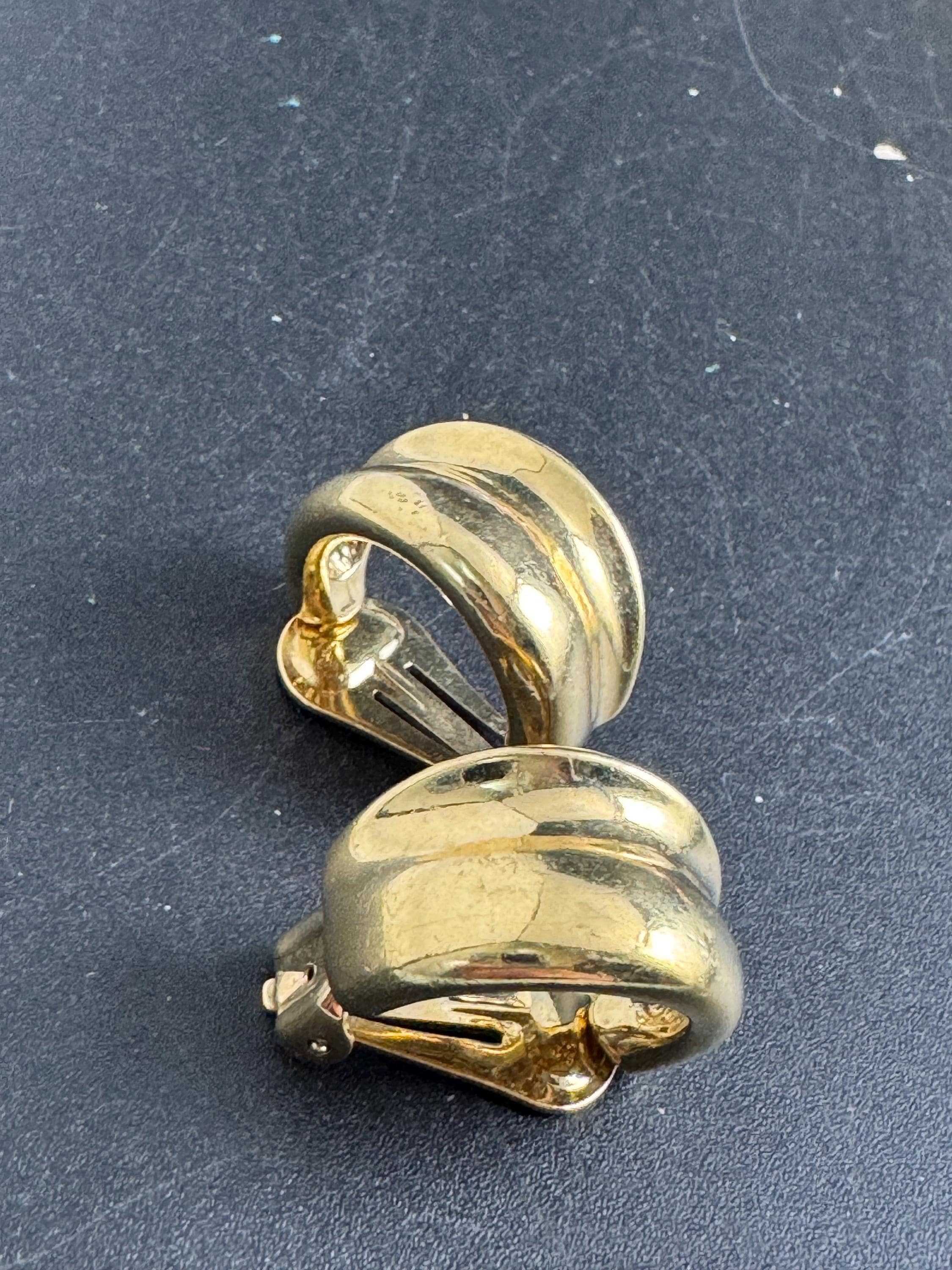 AGATHA PARIS gold hoop clip on earrings,  vintage french designer ear clips