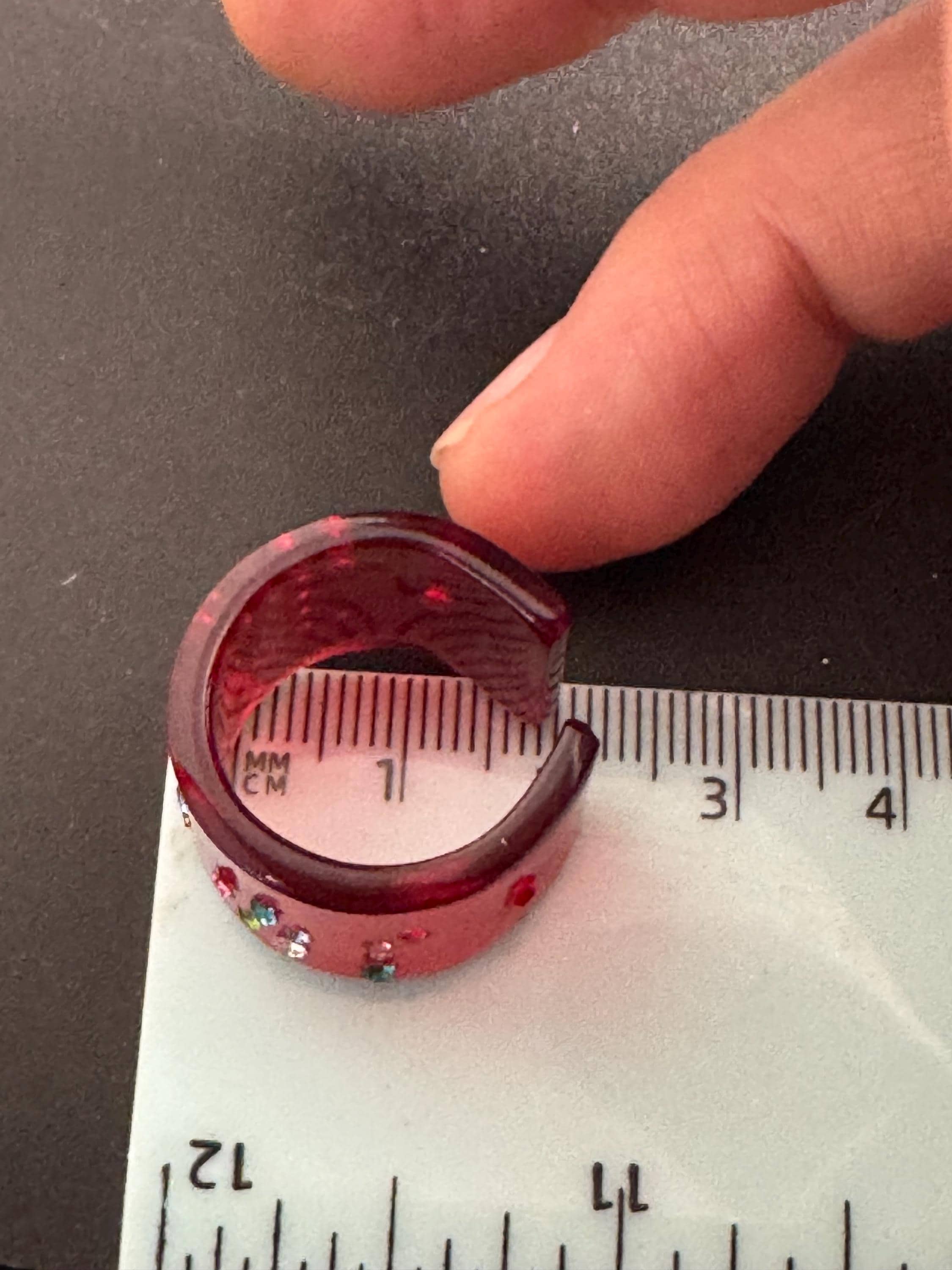 Christian Dior red acrylic dress ring , designer rhinestone jewellery