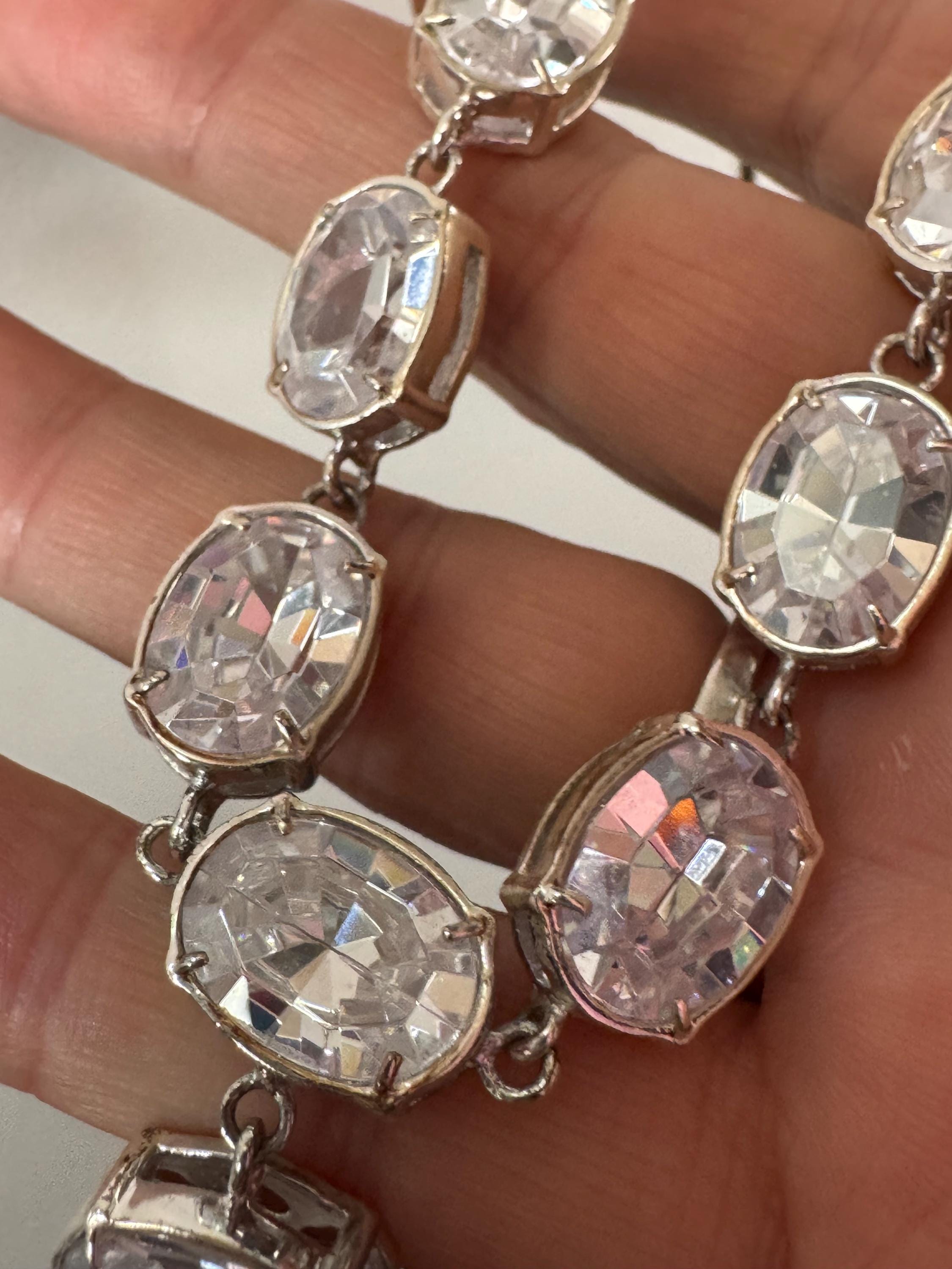 Modernist crystal necklace by Newbridge silverware,  silver plated dropper