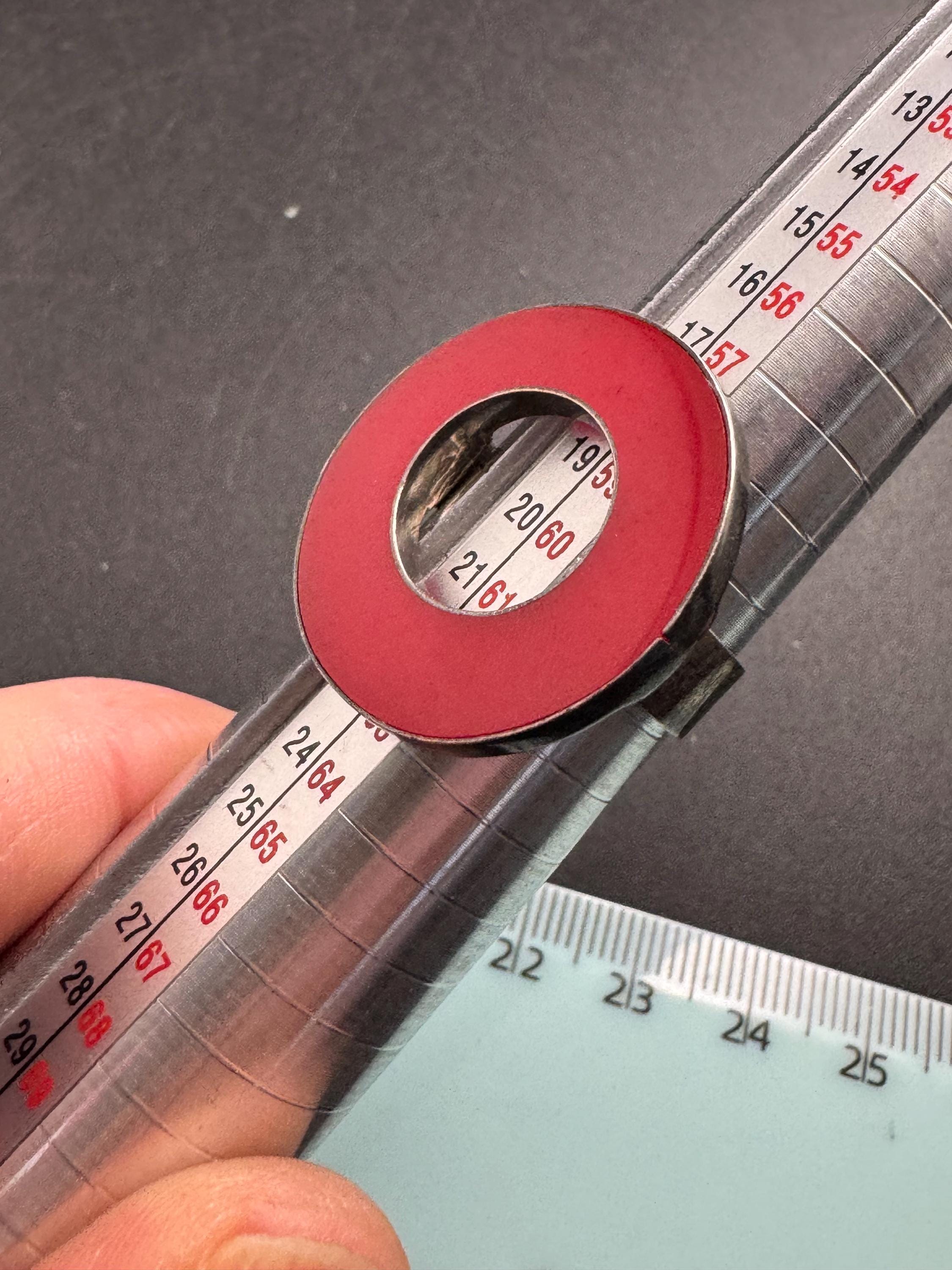 SIZE S 925 red loop brutalist dress ring, sterling silver acrylic ring