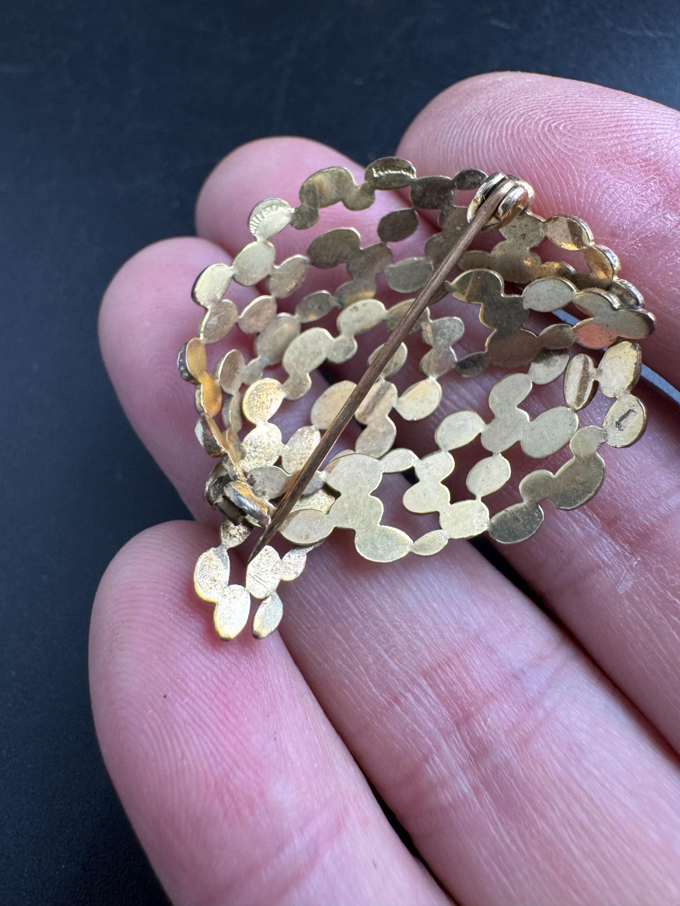 rolled Gold brutalist abstract brooch, signed 1950s