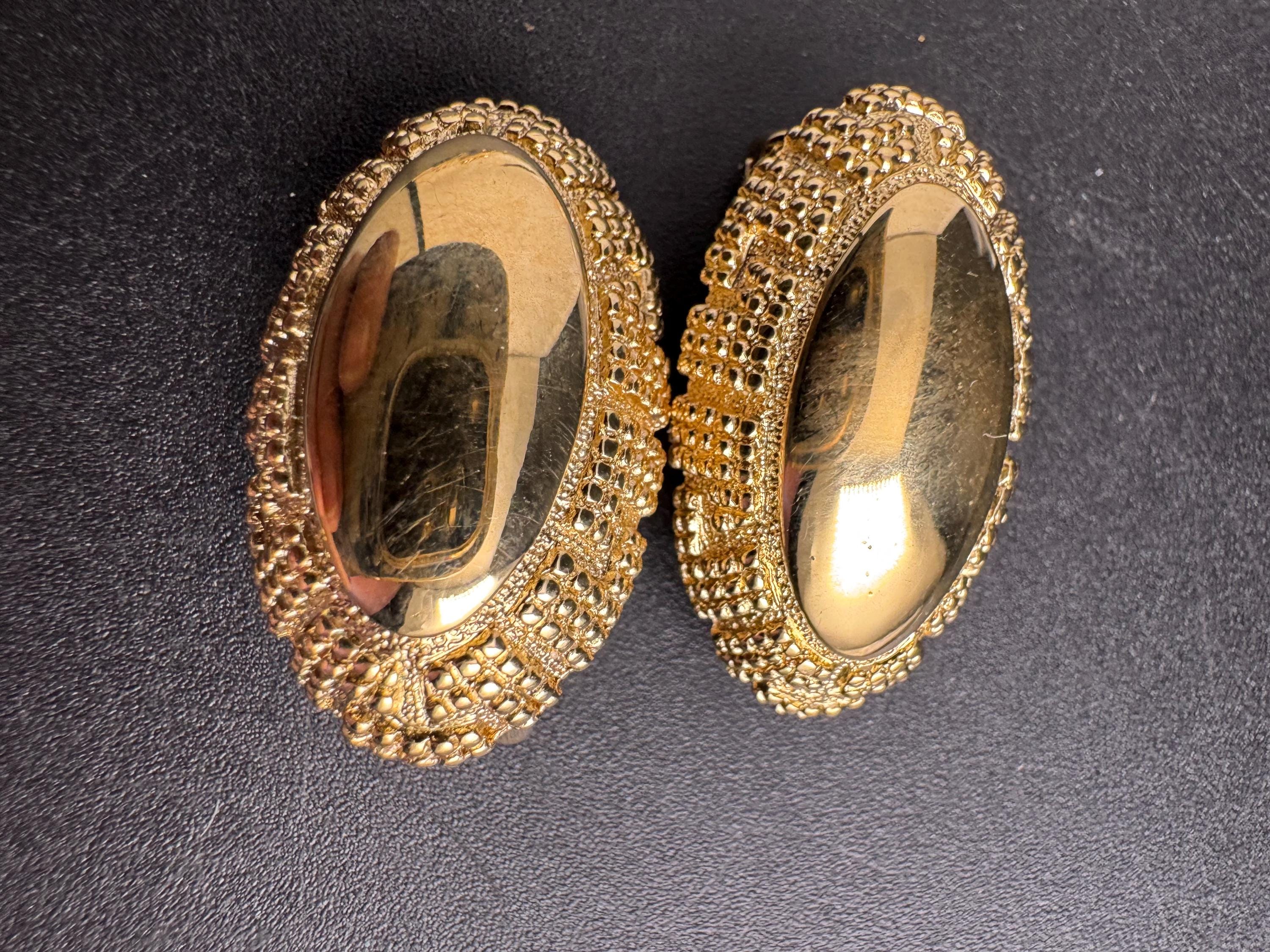 Grosse gold plated clip on earrings, unused vintage stock designer and fully signed