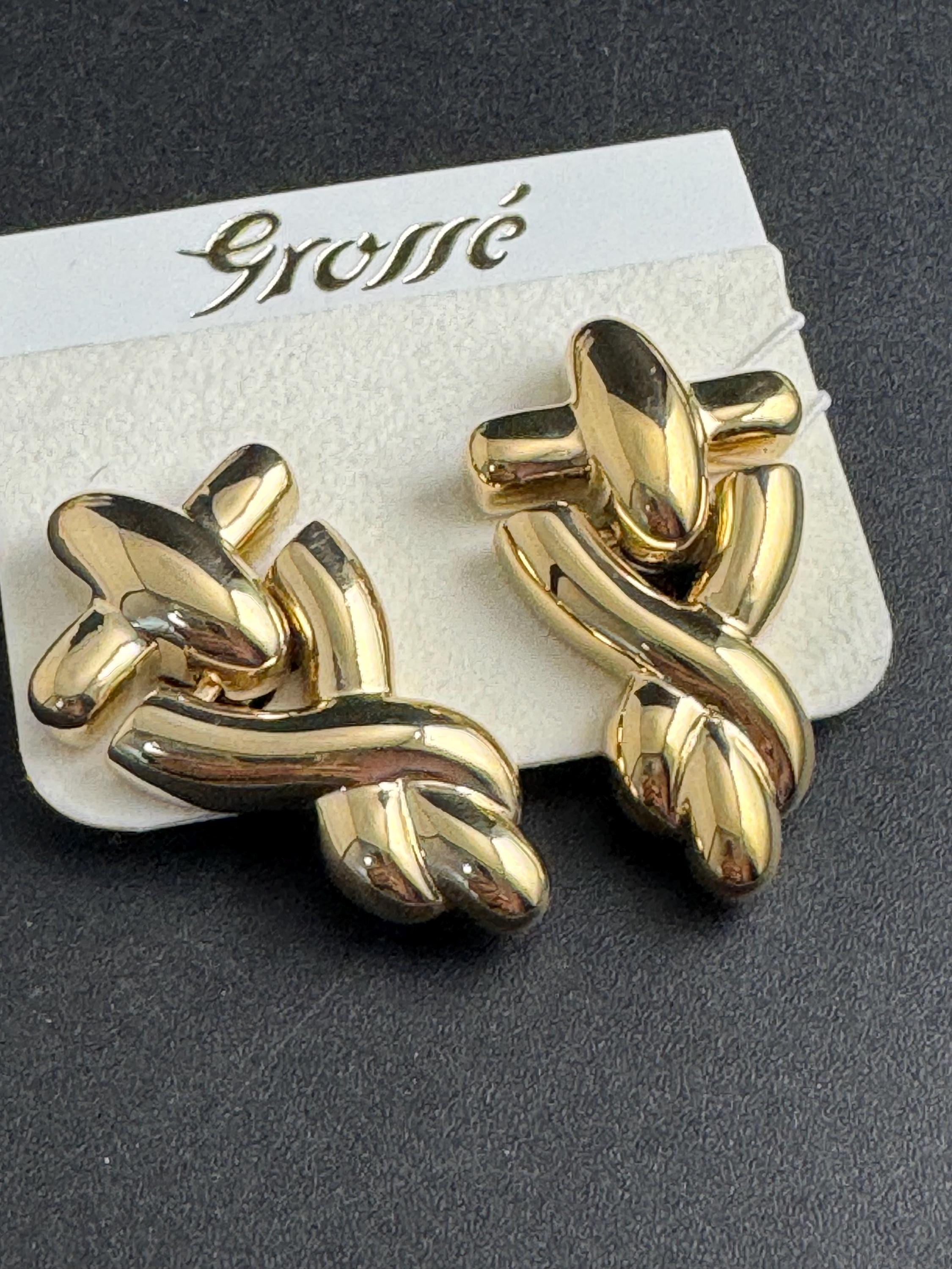 Grosse Gold Plated Door Knocker Clip-On Earrings, Unused Vintage Designer Stock