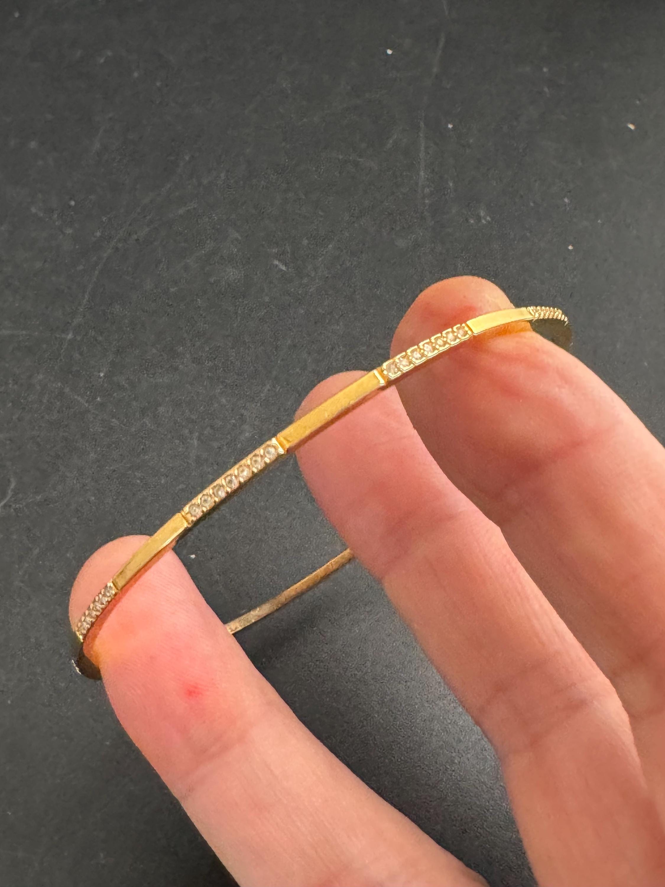 Signed Swarovski Crystal Slim Bangle, Thin Stacking Bracelet