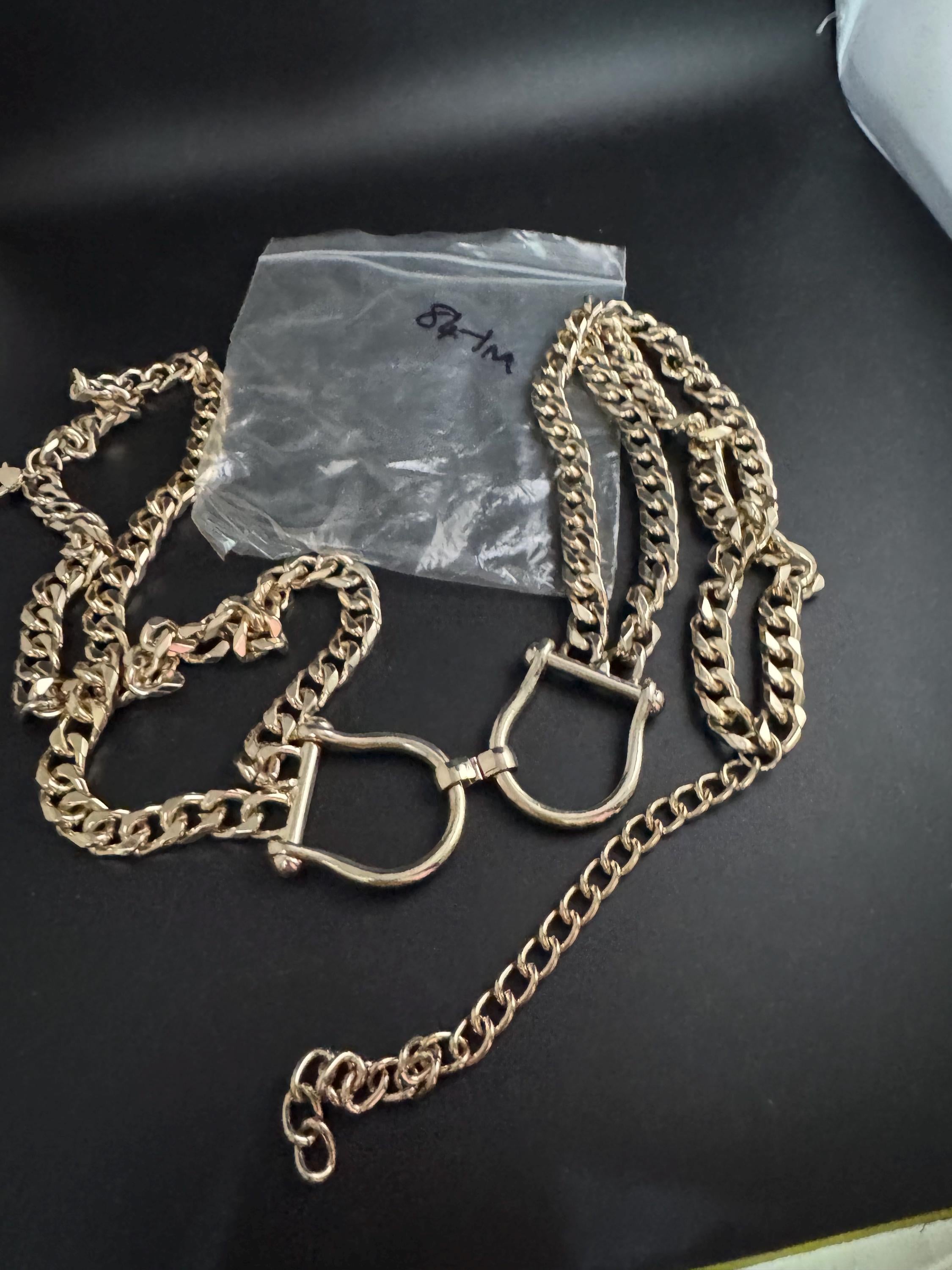 Horse bit Gold snaffle chain belt, fits 84-100cm waist equestrian