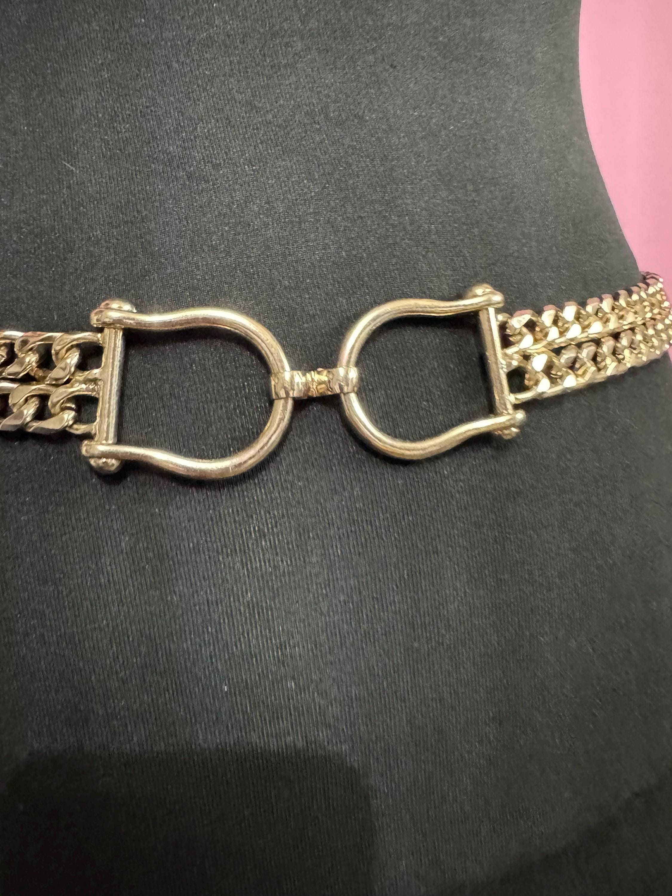 Horse bit Gold snaffle chain belt, fits 84-100cm waist equestrian