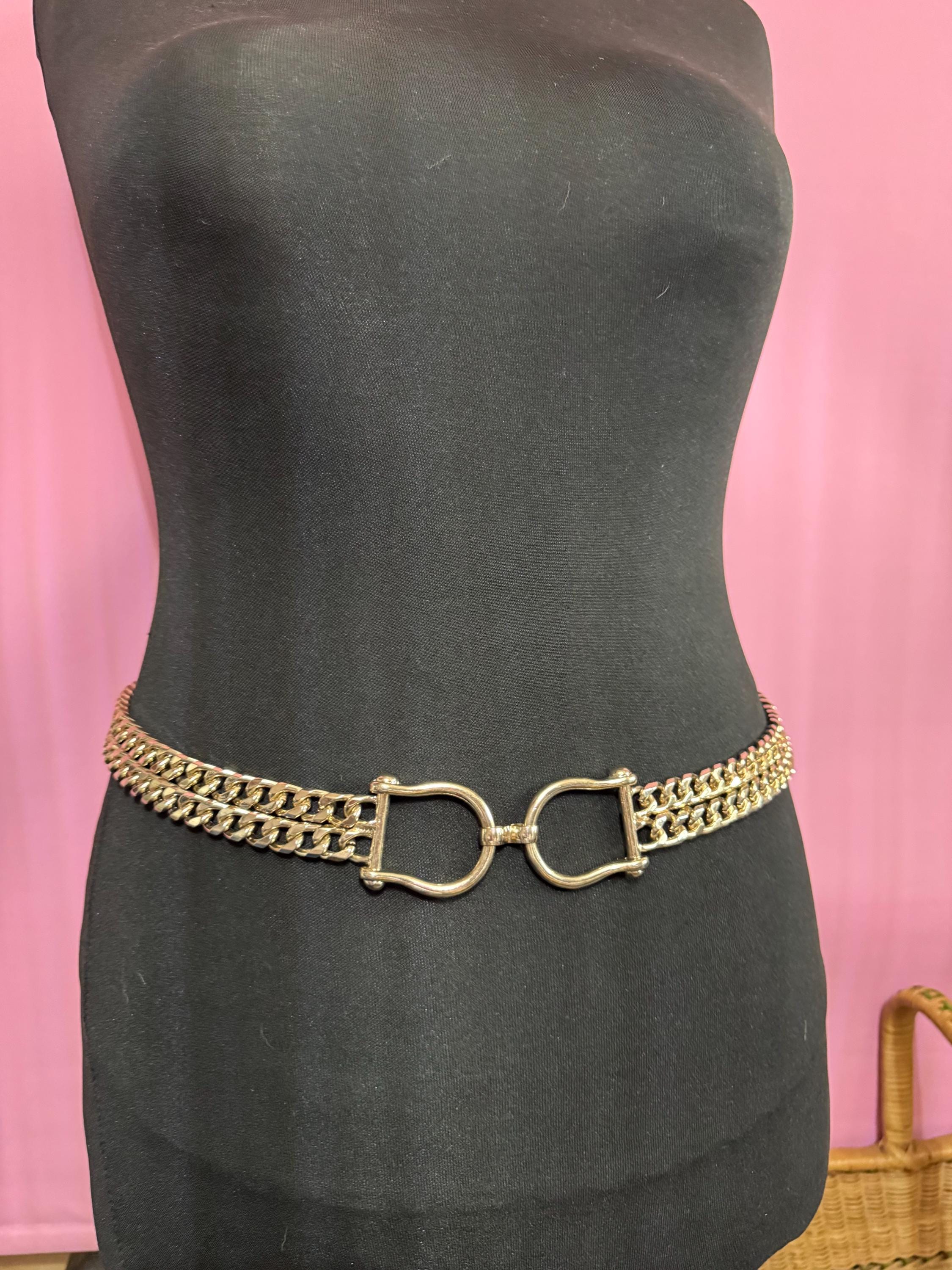 Horse bit Gold snaffle chain belt, fits 84-100cm waist equestrian
