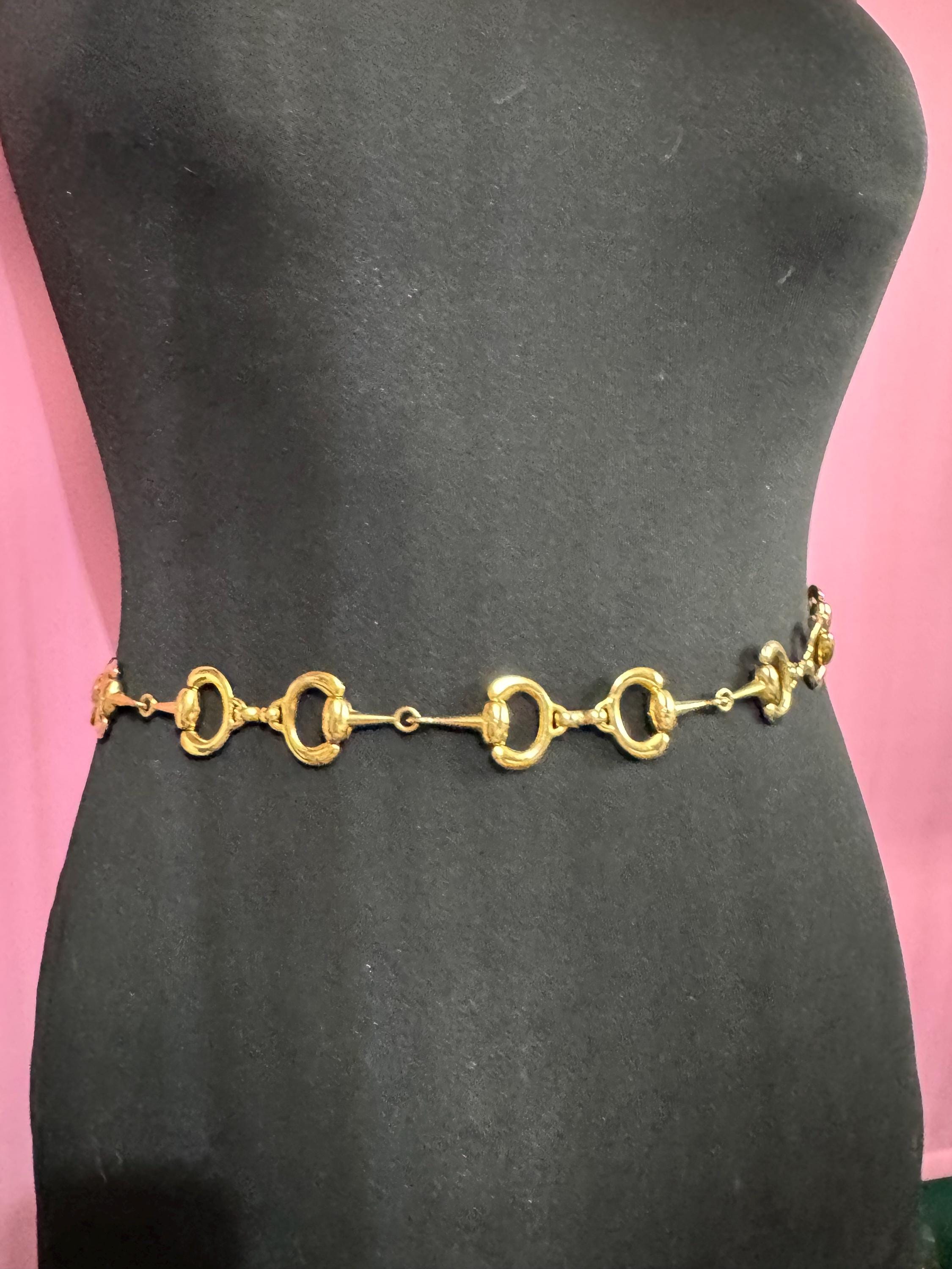 Horse bit Gold snaffle chain belt, fits 65-83cm waist equestrian