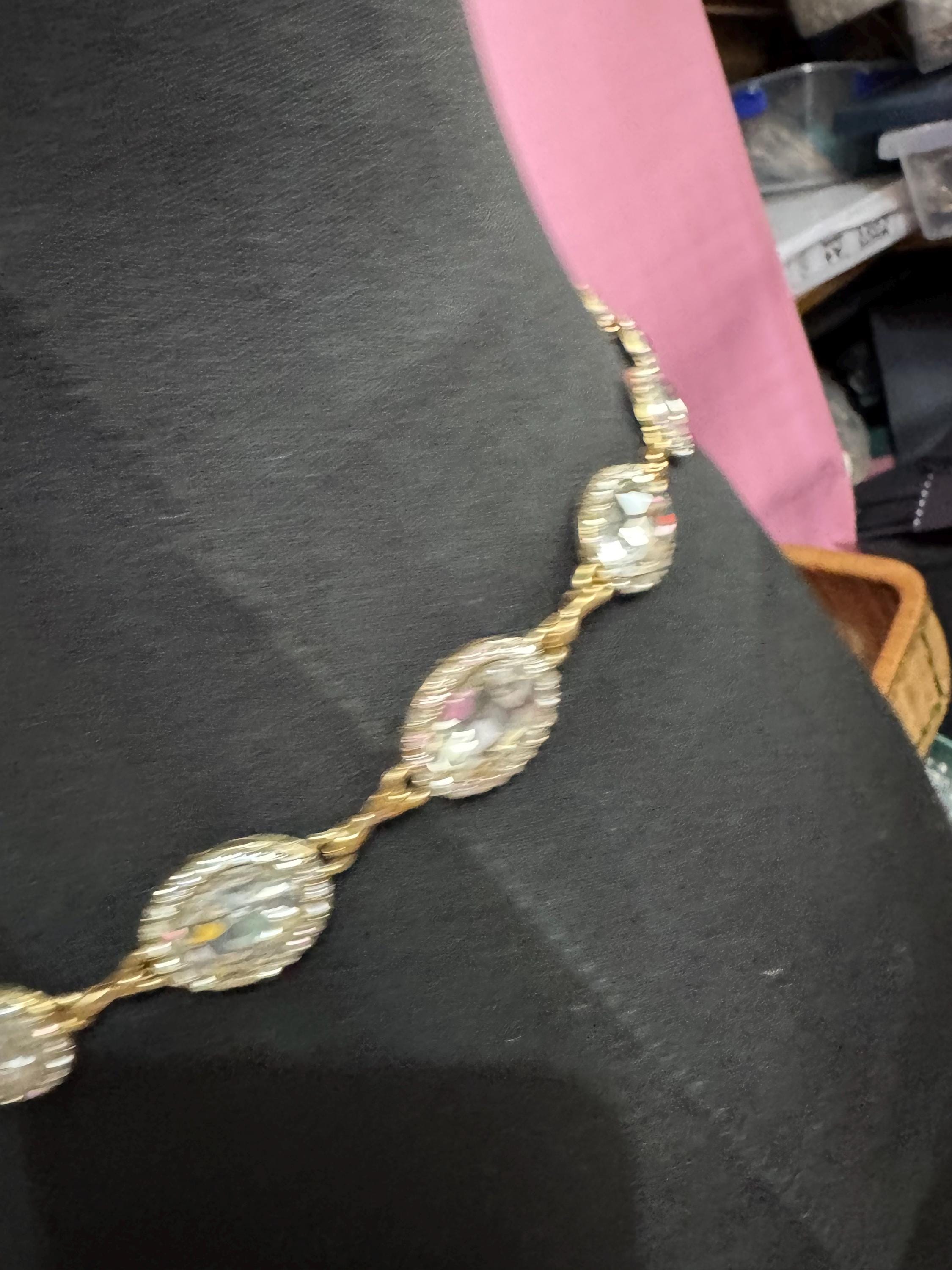 Diamante Gold panel link chain belt,  fits to 114 cm waist clear rhinestone vintage fashion