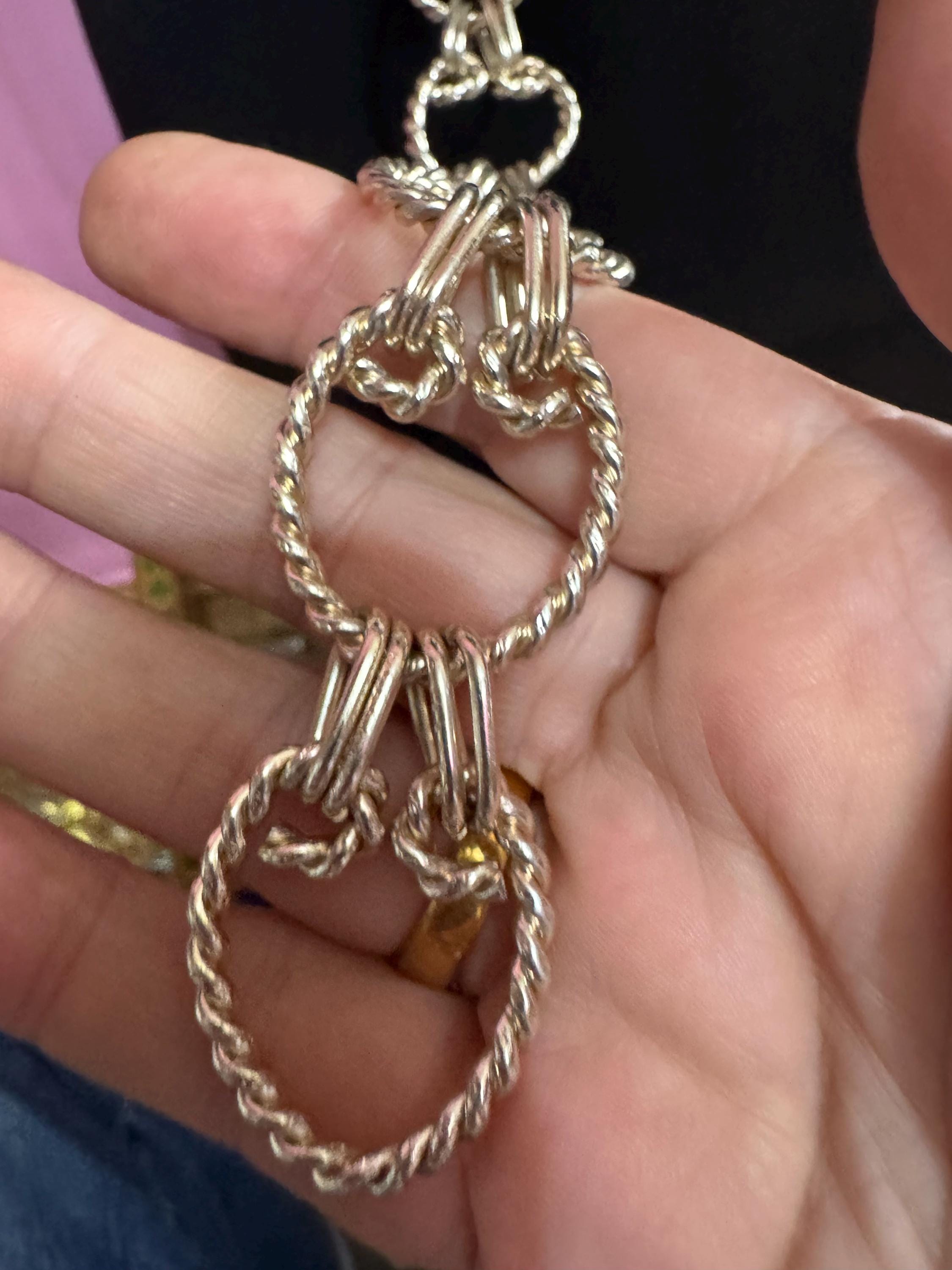 Light gold hoop chain belt, fits to 111cm nautical rope twist loops