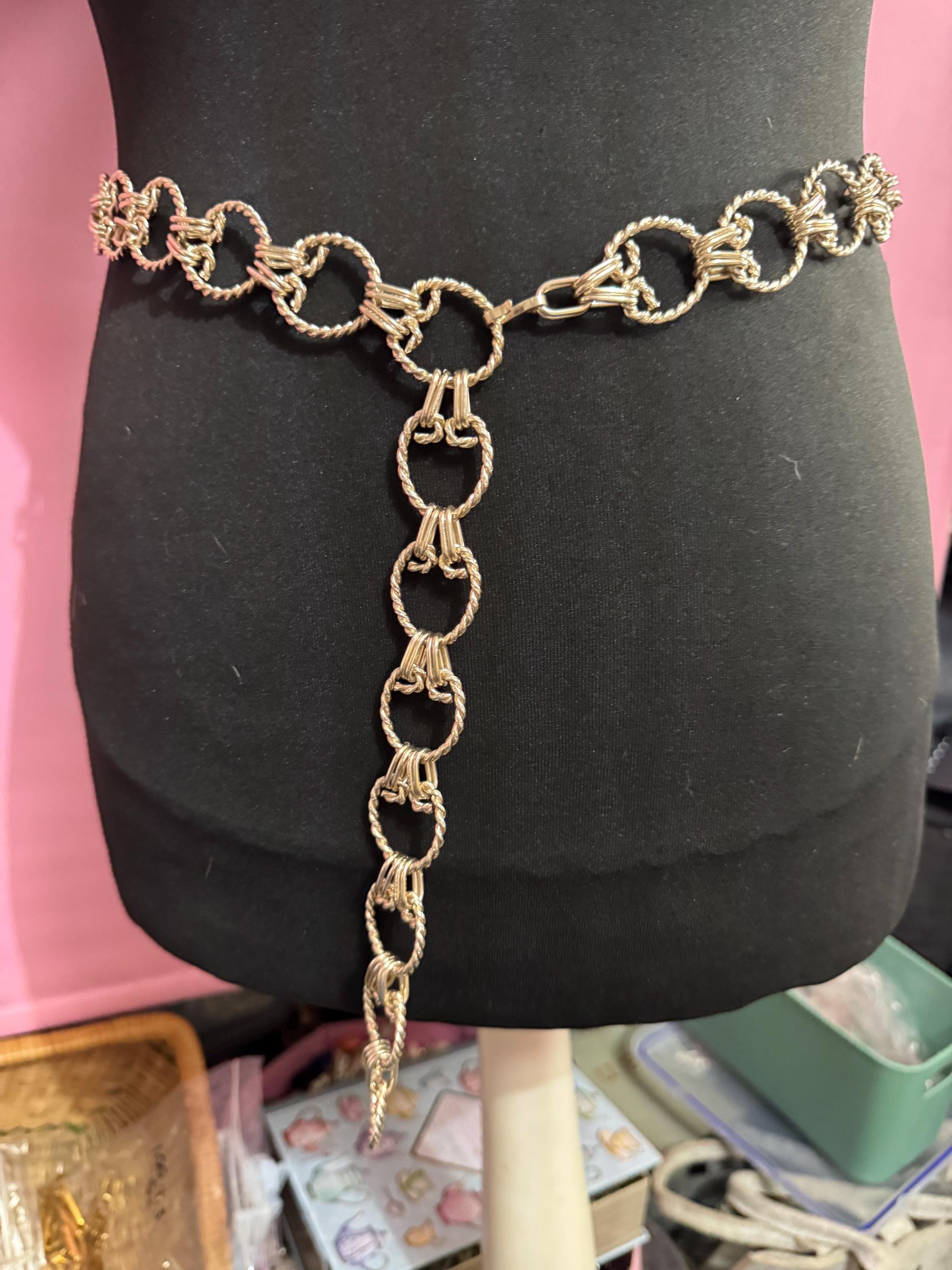 Light gold hoop chain belt, fits to 111cm nautical rope twist loops