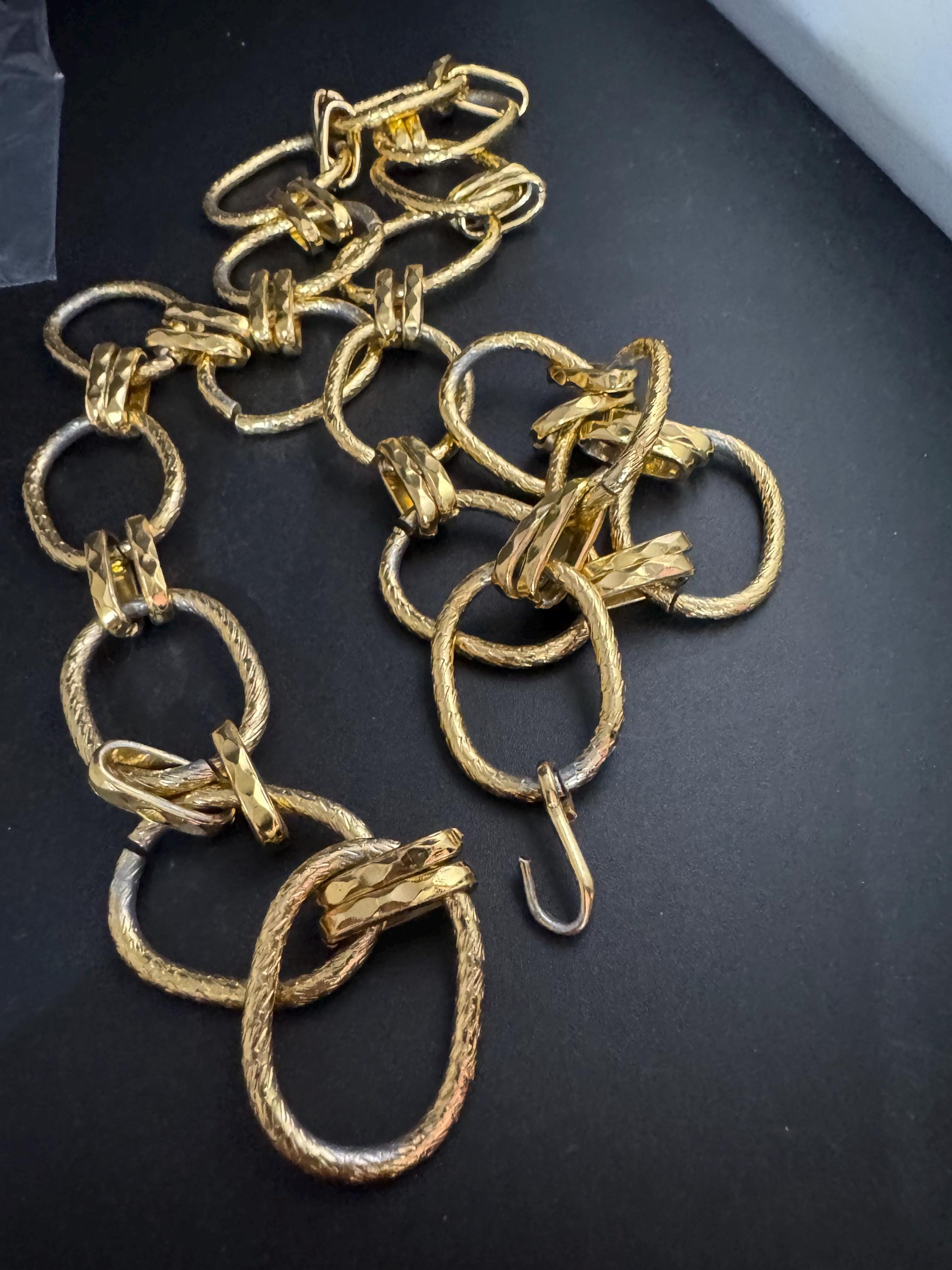 gold oval link chain belt, fits to 82cm engraved loops vintage fashion