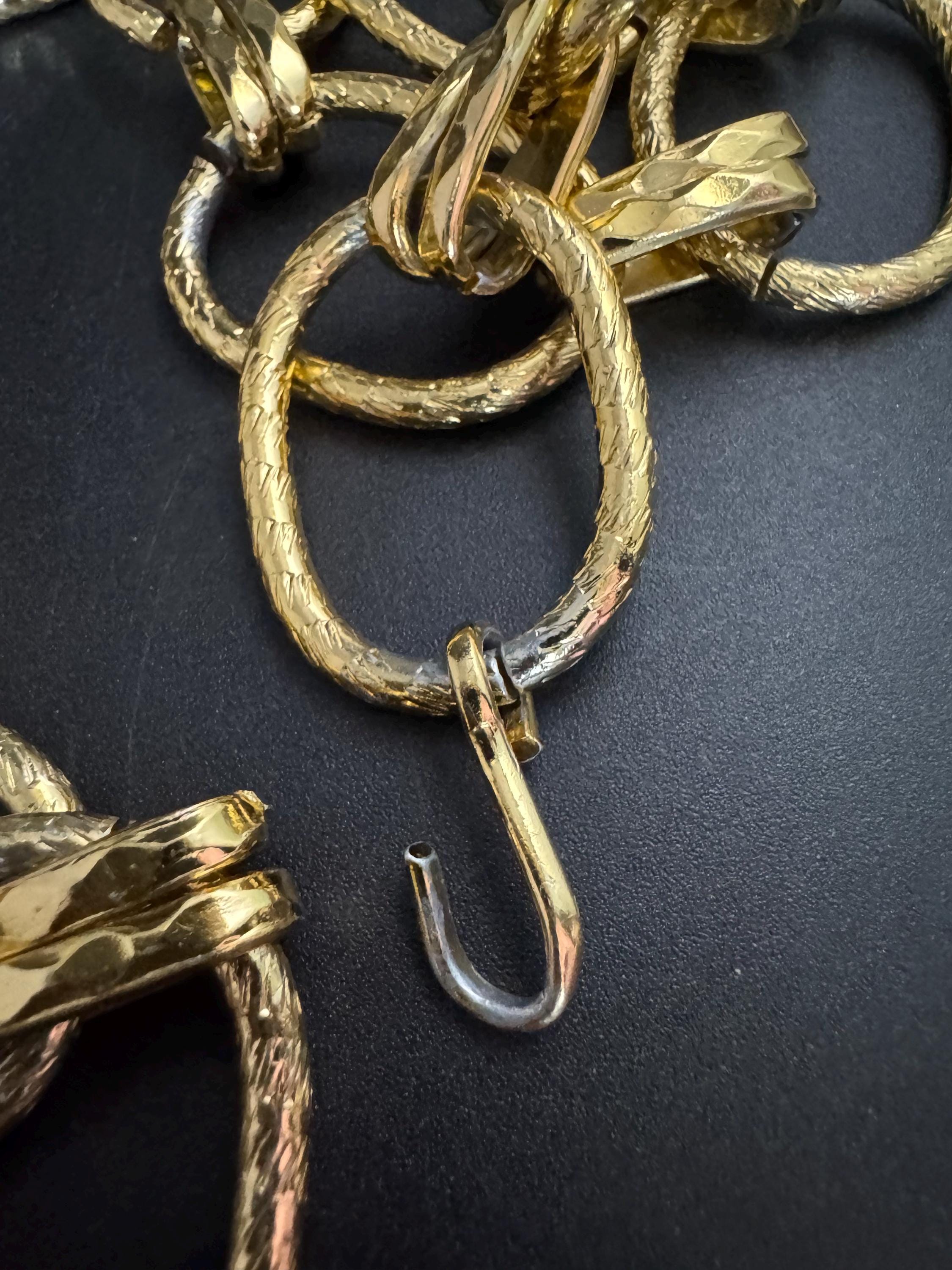 gold oval link chain belt, fits to 82cm engraved loops vintage fashion