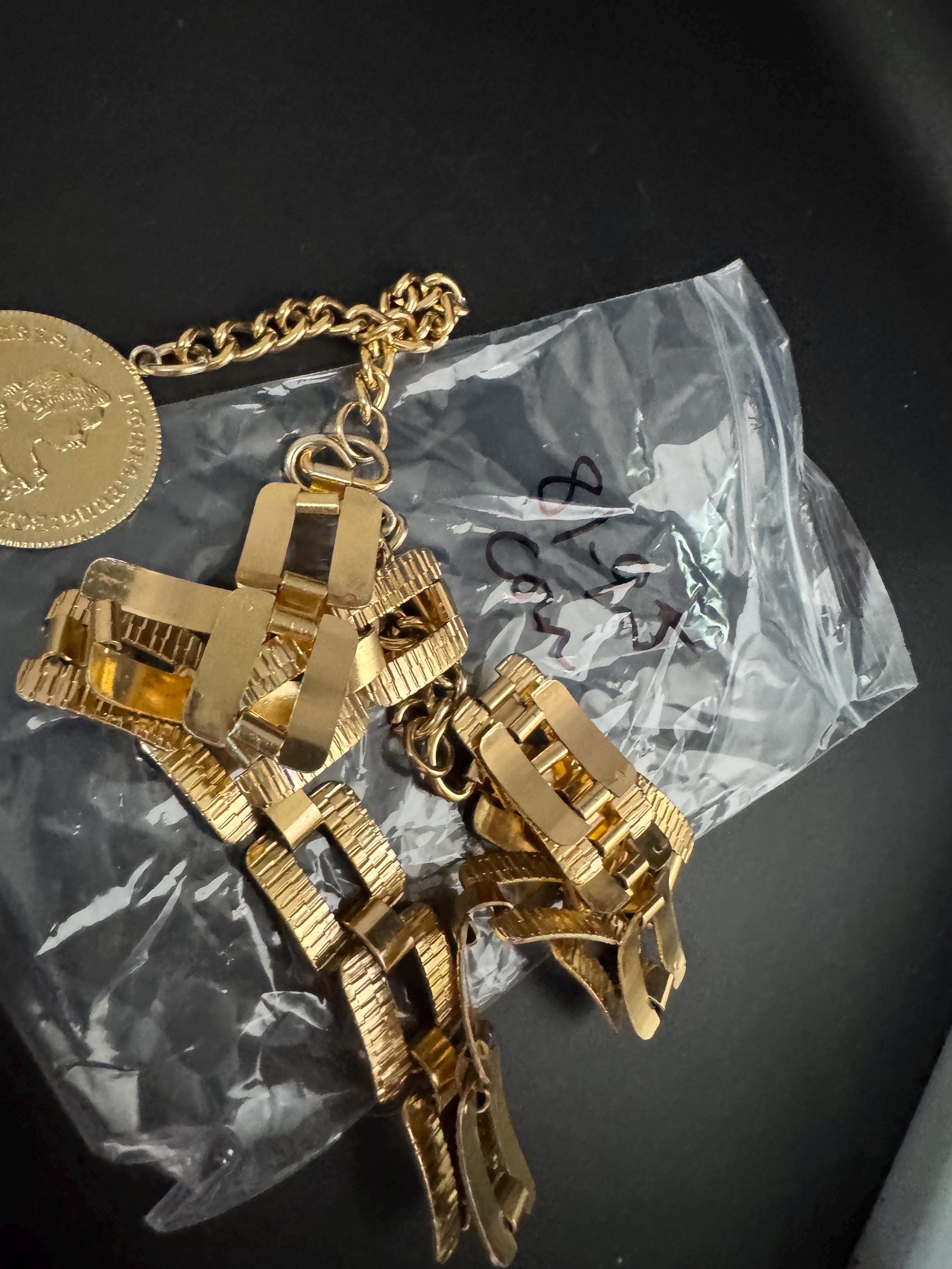 gold coin drop chain belt, fits 81 to 95cm 70s britalist vintage fashion