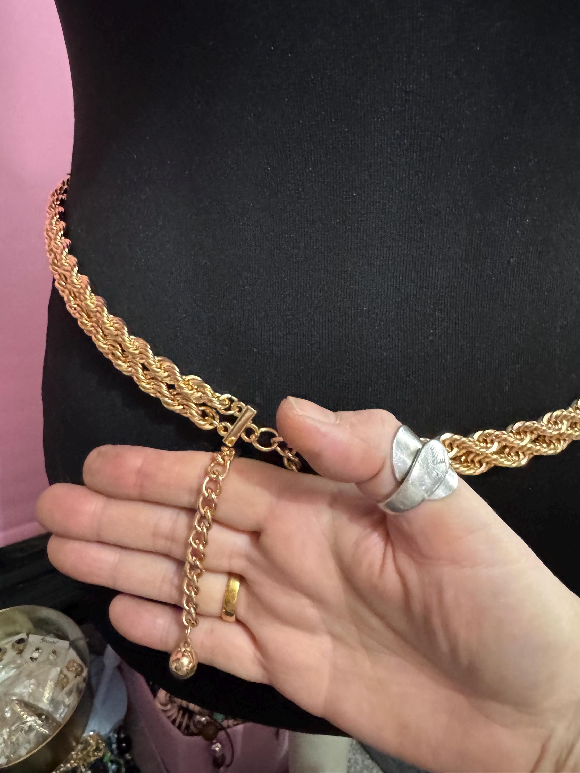 Thick double rope chain belt, fits 86 to 112cm vintage fashion