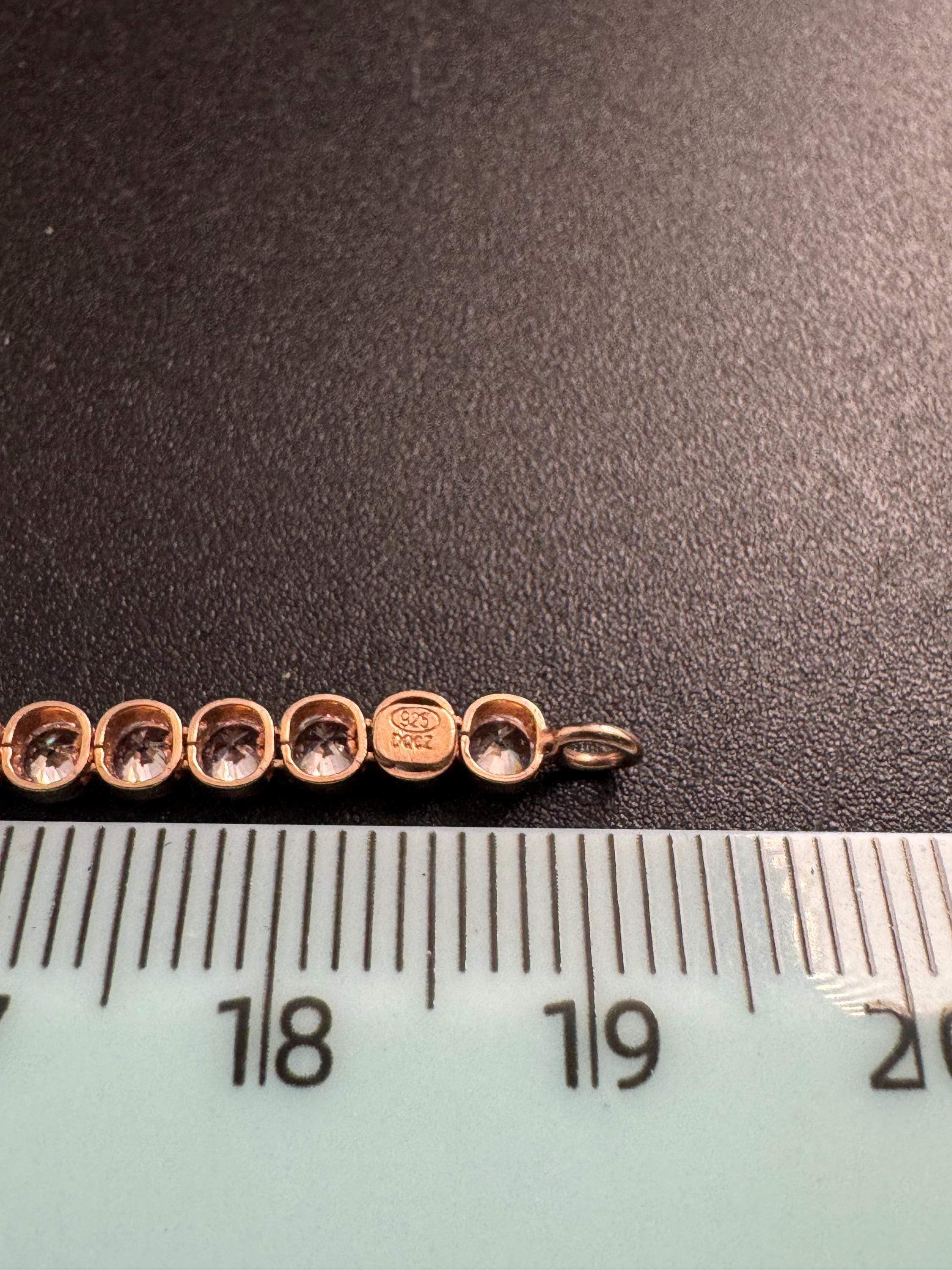 925 Rose Gold Amethyst Crystal Tennis Bracelet, Bezel Set Light Purple DQ Cz