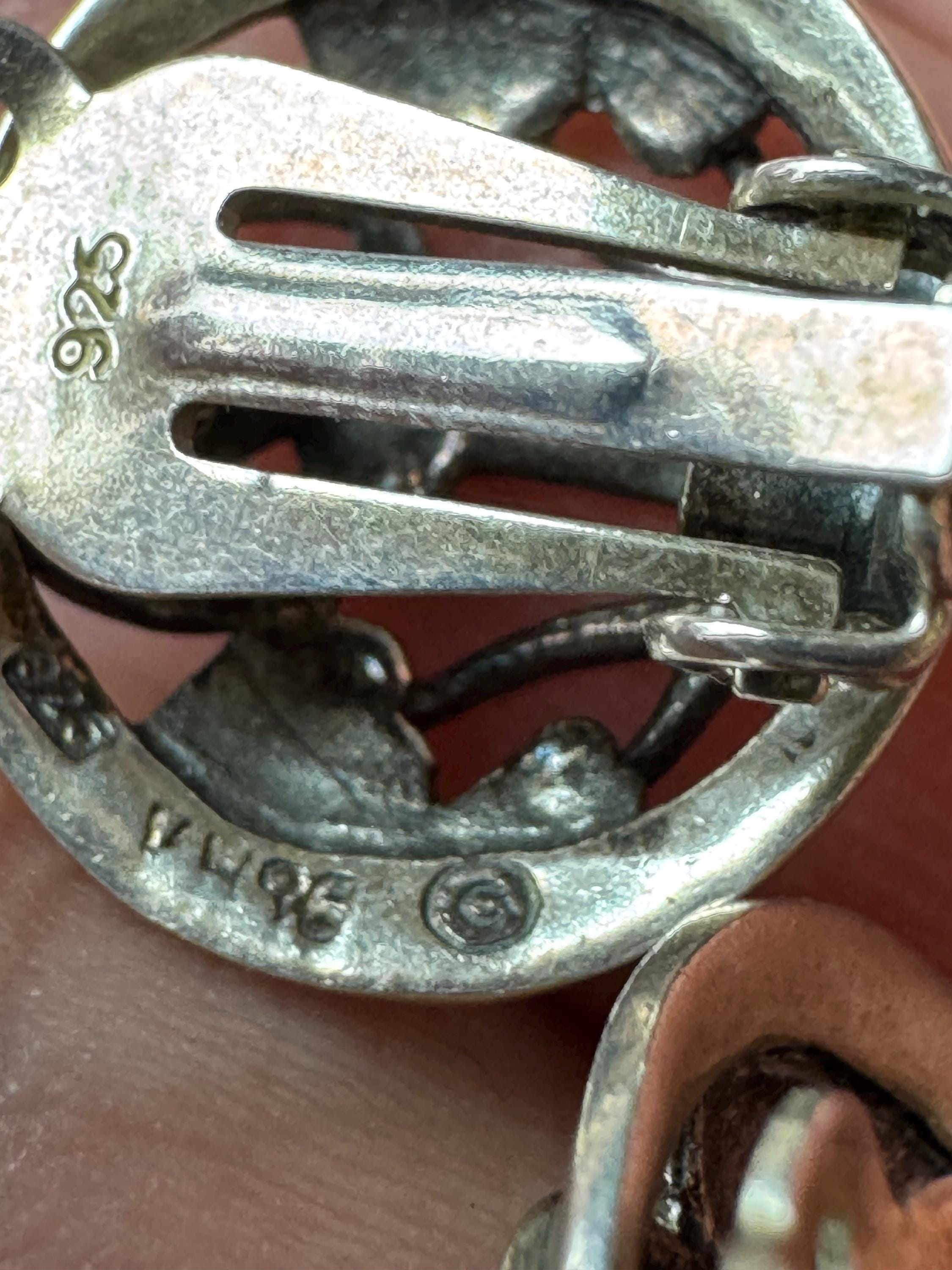 Kit heath 925 clip on earrings, 1.5cm arts and crafts style floral sterling silver