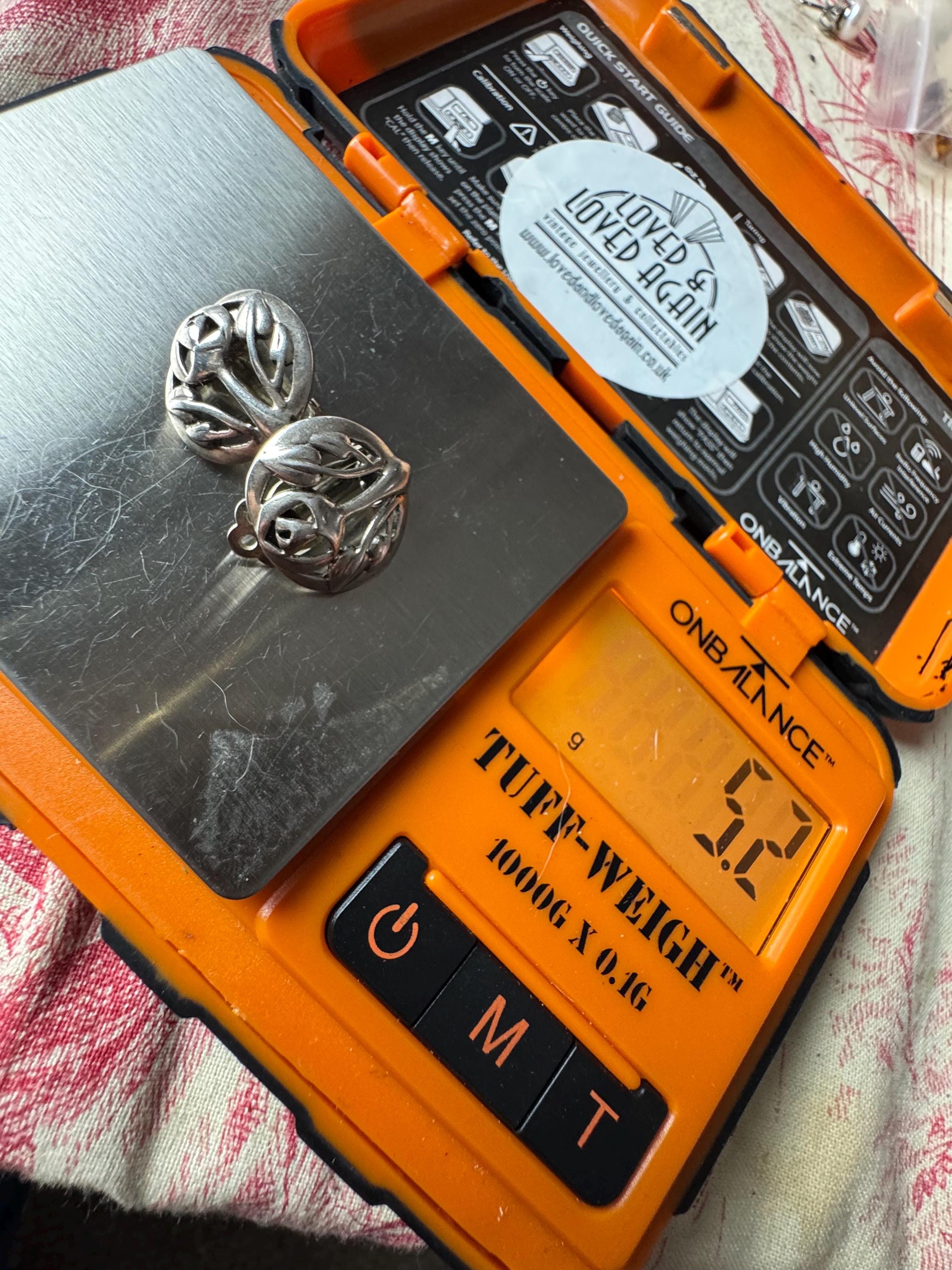 Kit heath 925 clip on earrings, 1.5cm arts and crafts style floral sterling silver