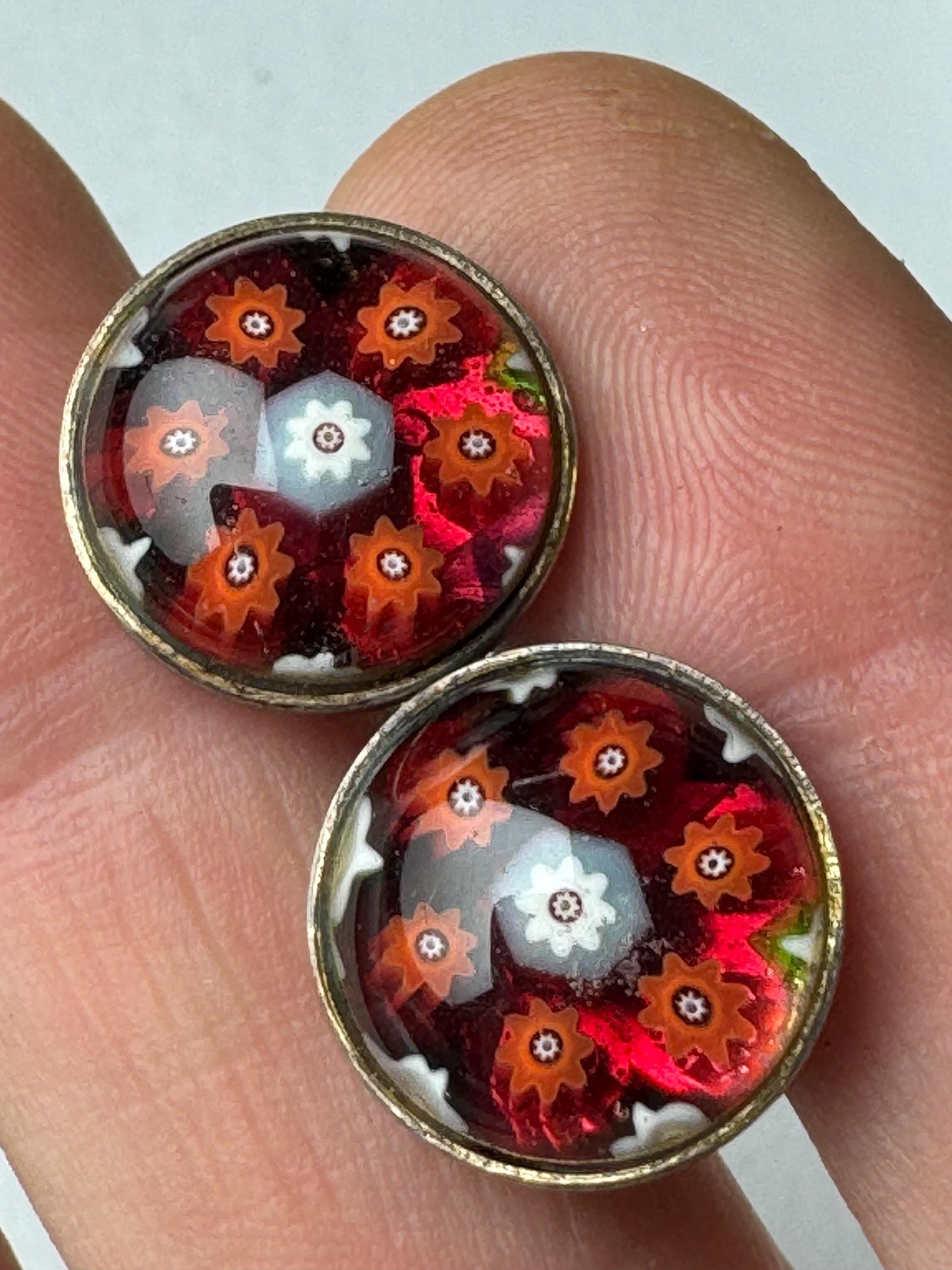 925 Murano Glass Millefiori earrings, clip on screw back earrings