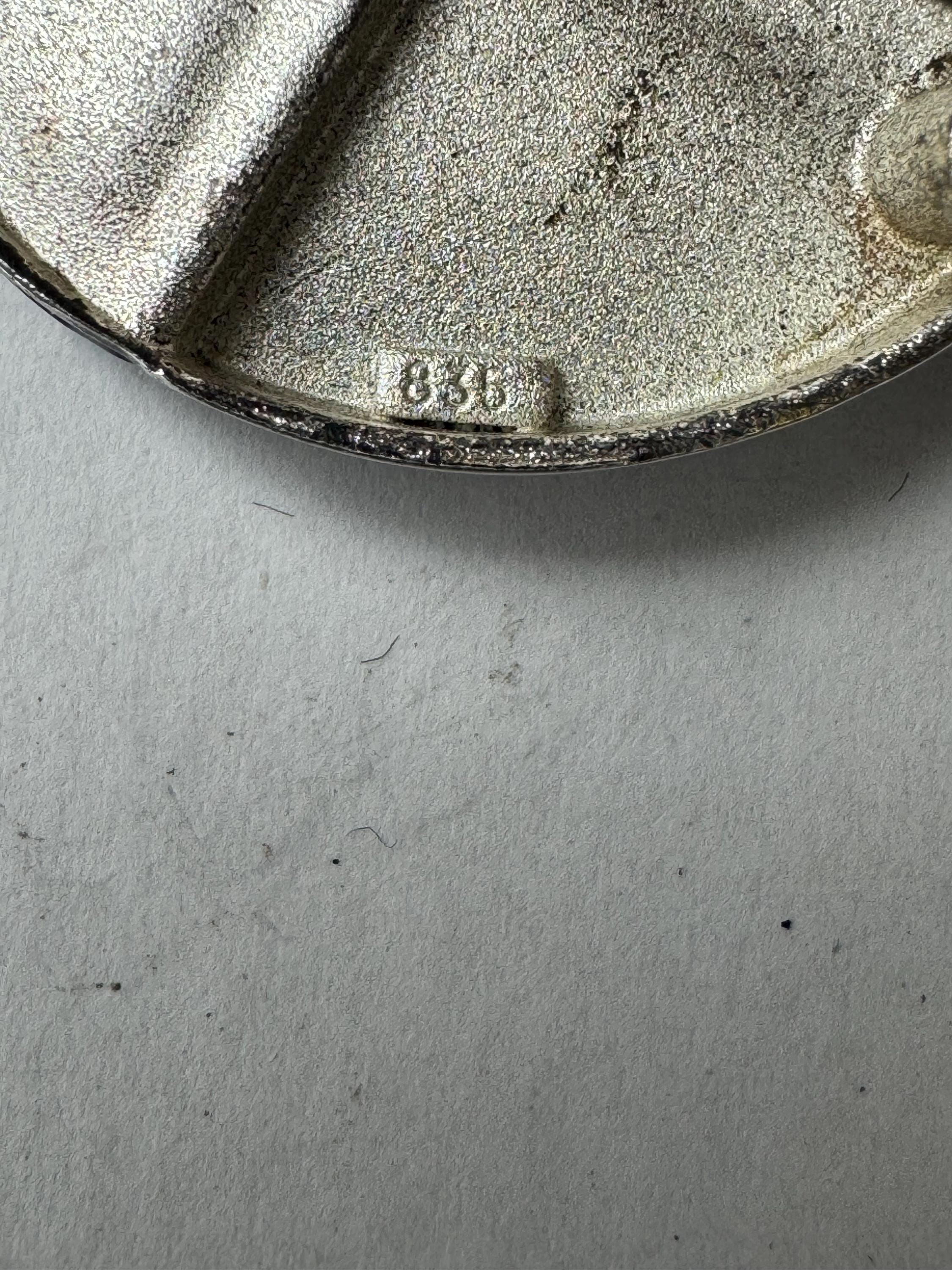 Antique 835 sodalite modernist brooch, German silver blue gemstone