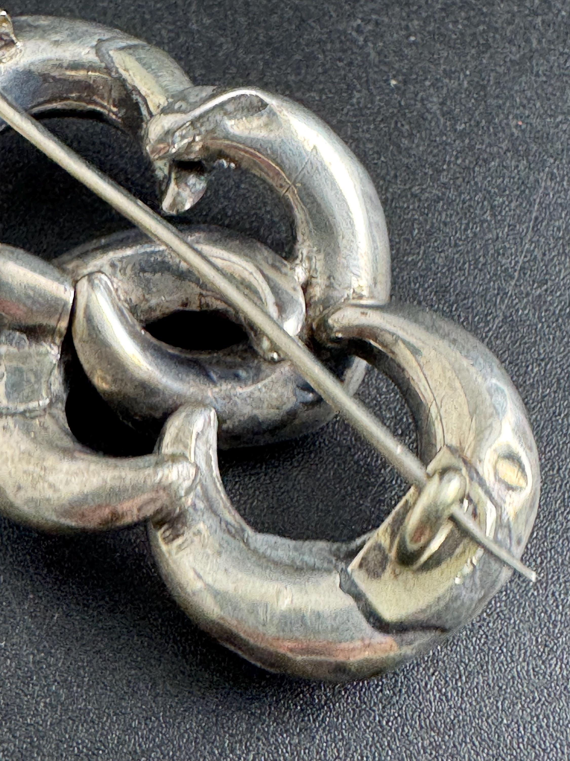 Victorian eternal lovers knot brooch,  solid silver sweetheart pin 5cm