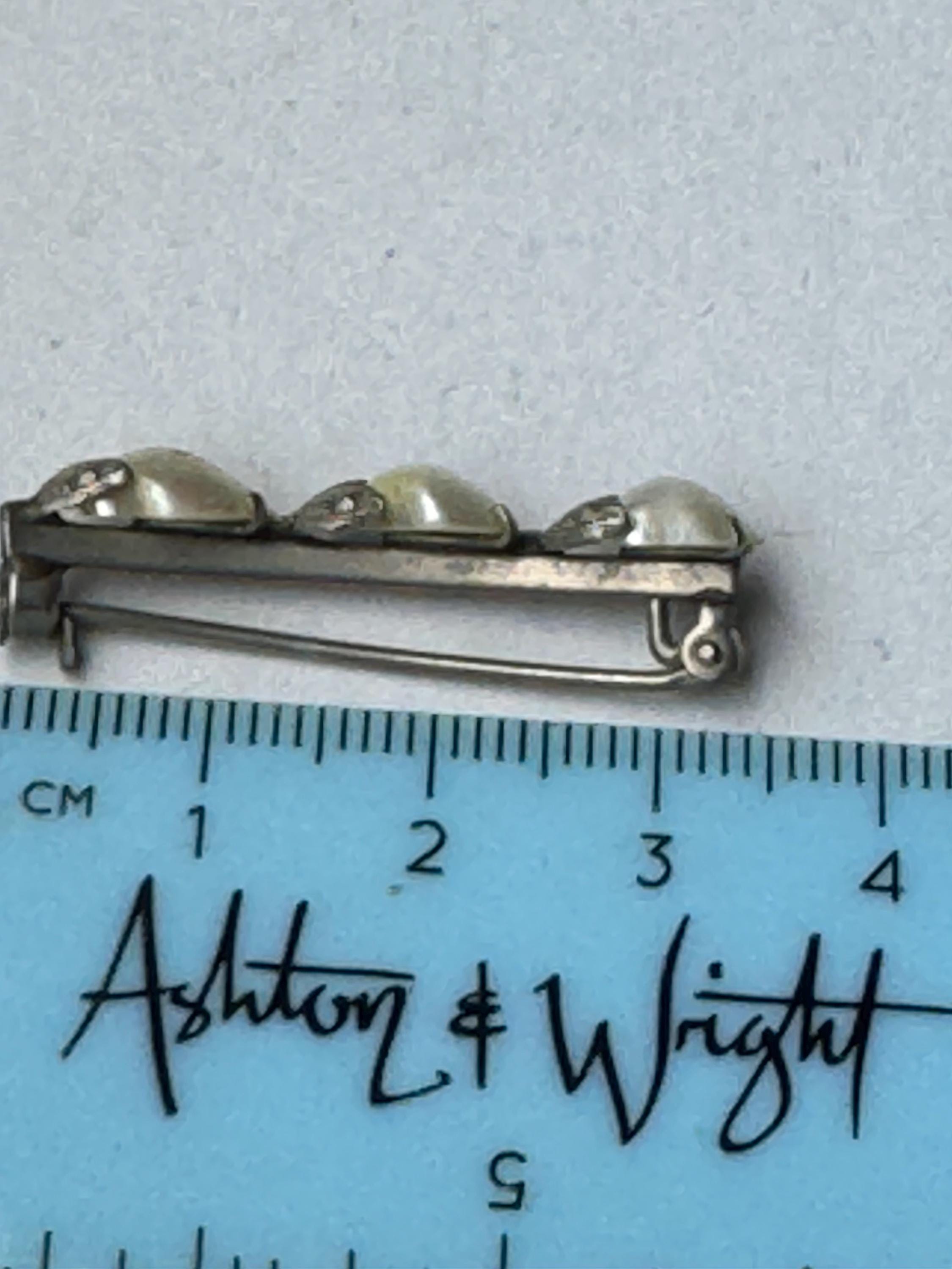 Baroque pearl 925 Marcasite Brooch: sterling silver bar Pin