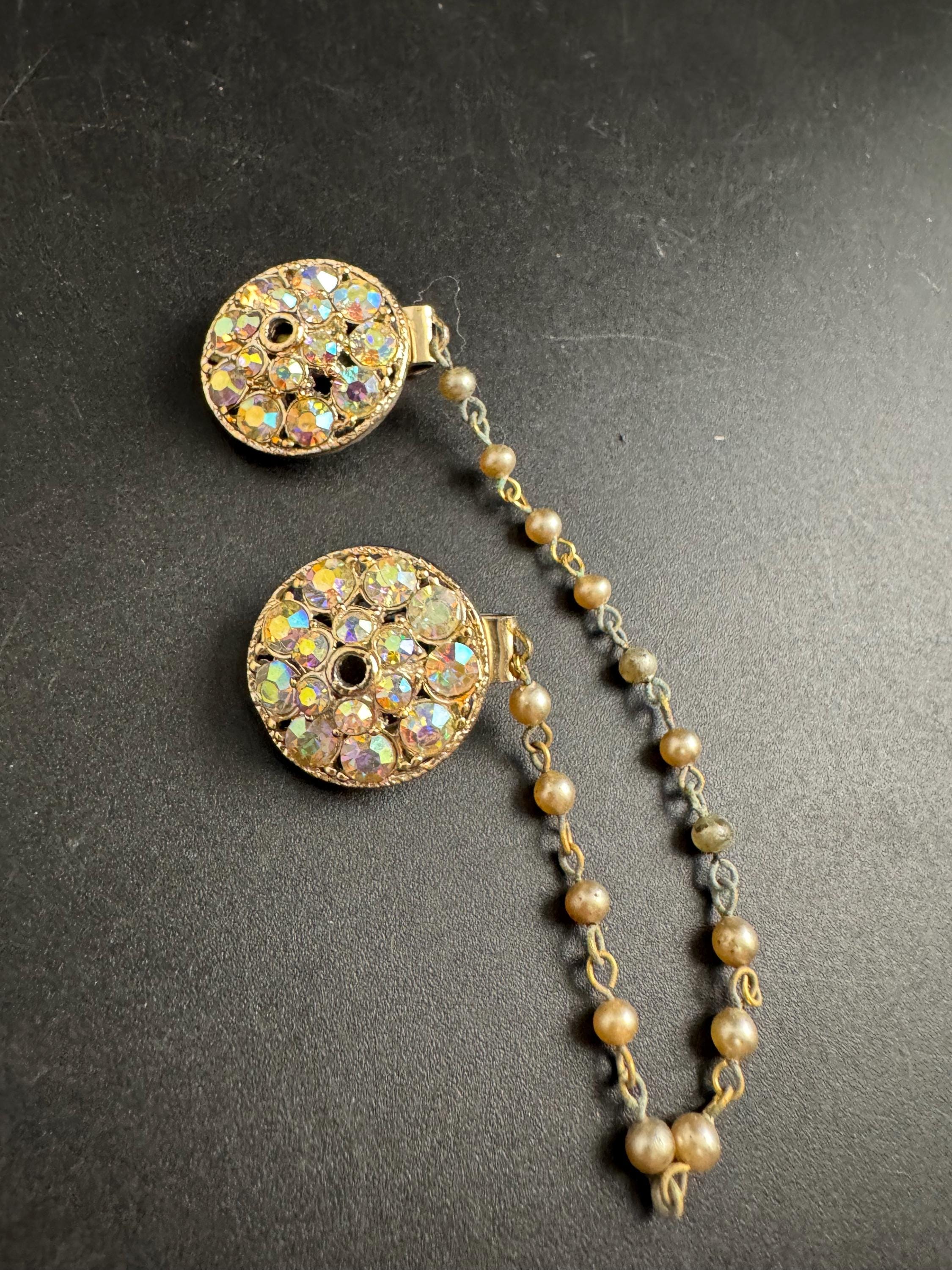 AB rhinestone sweater guards, crystal cloak clips, clothing accessory