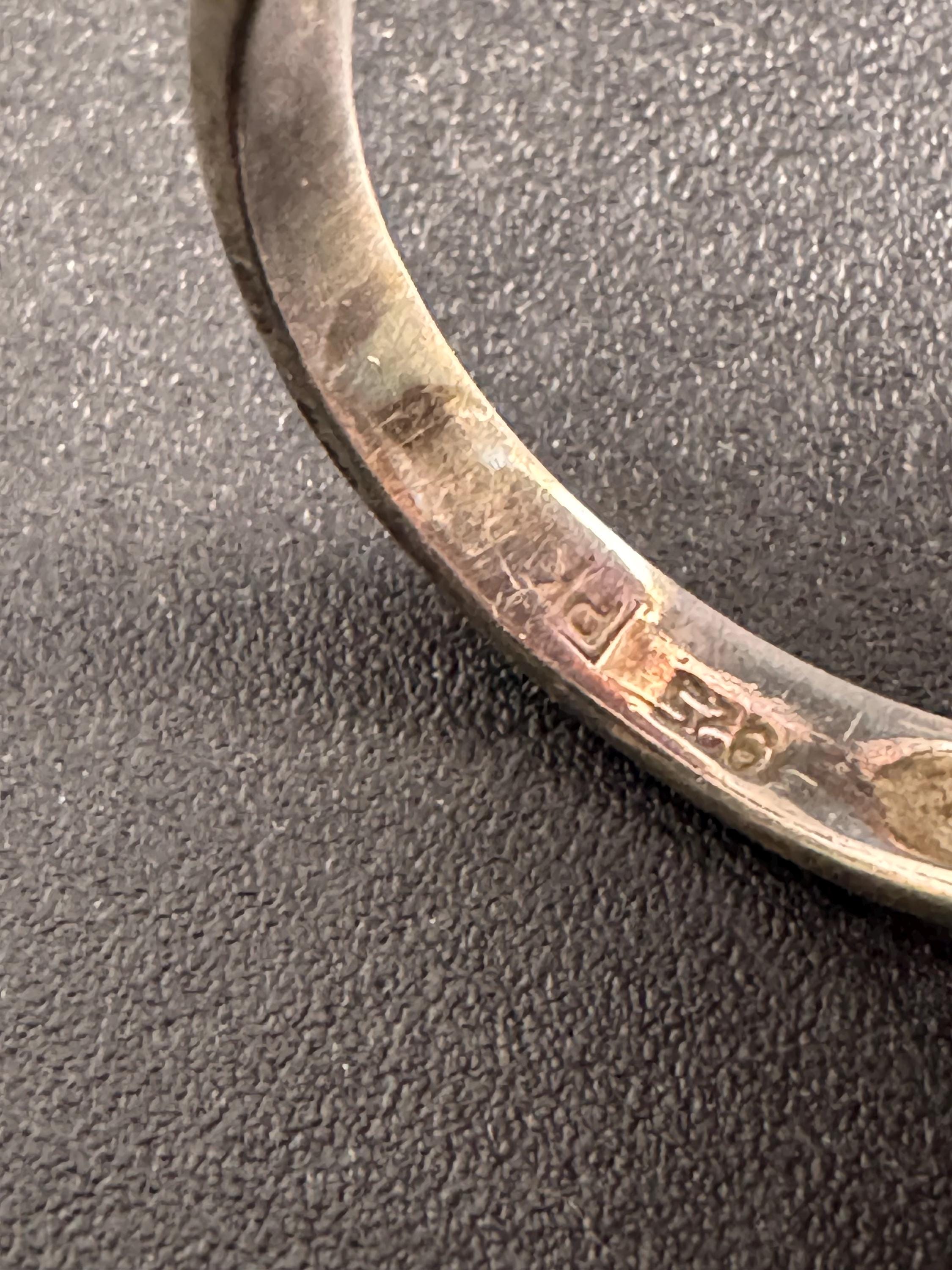 large clear stone cocktail ring,  size P.5 modernist 925 sterling silver, signed PK