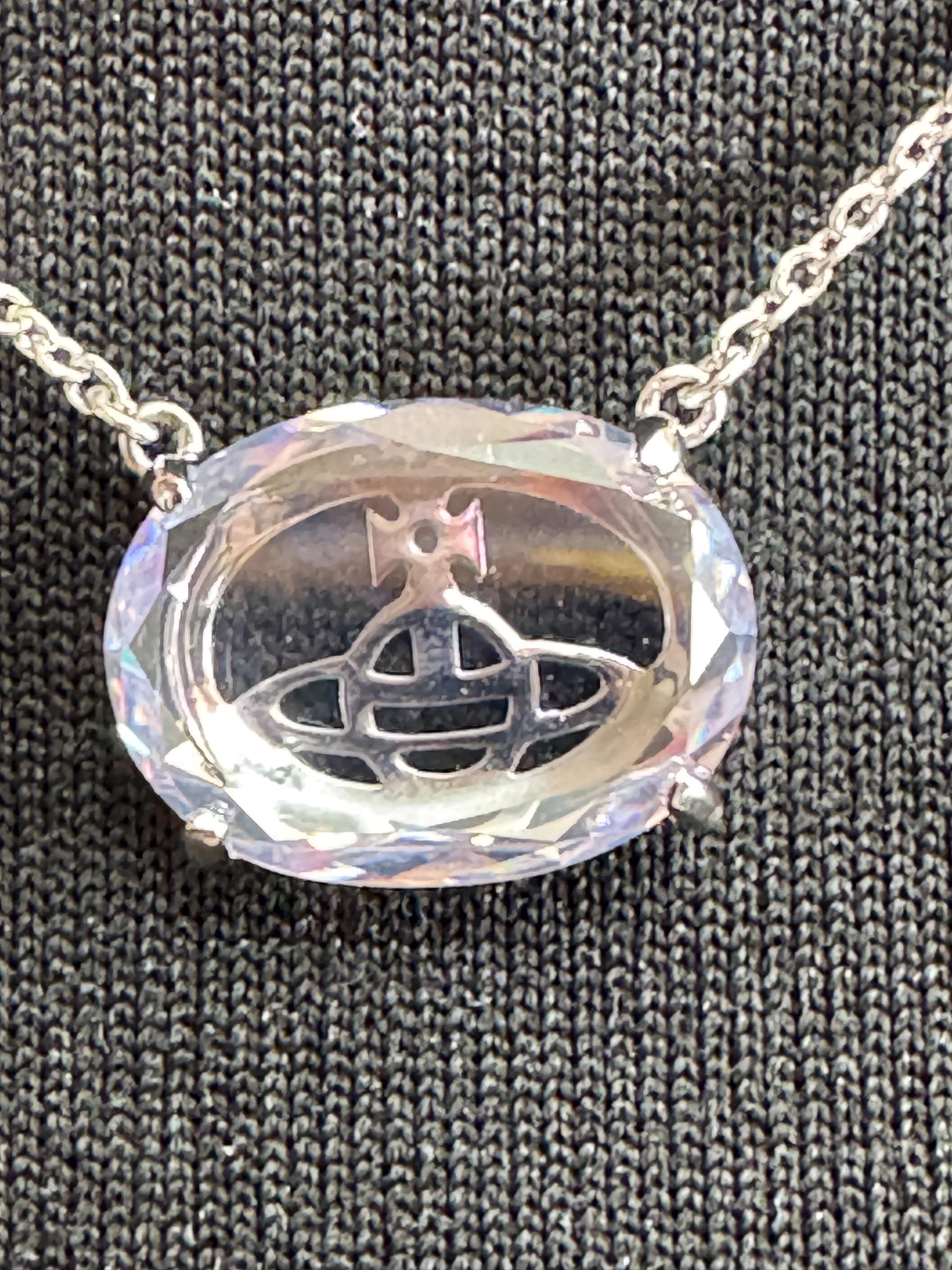 Vivienne Westwood lilac crystal orb necklace, fully signed with tags.