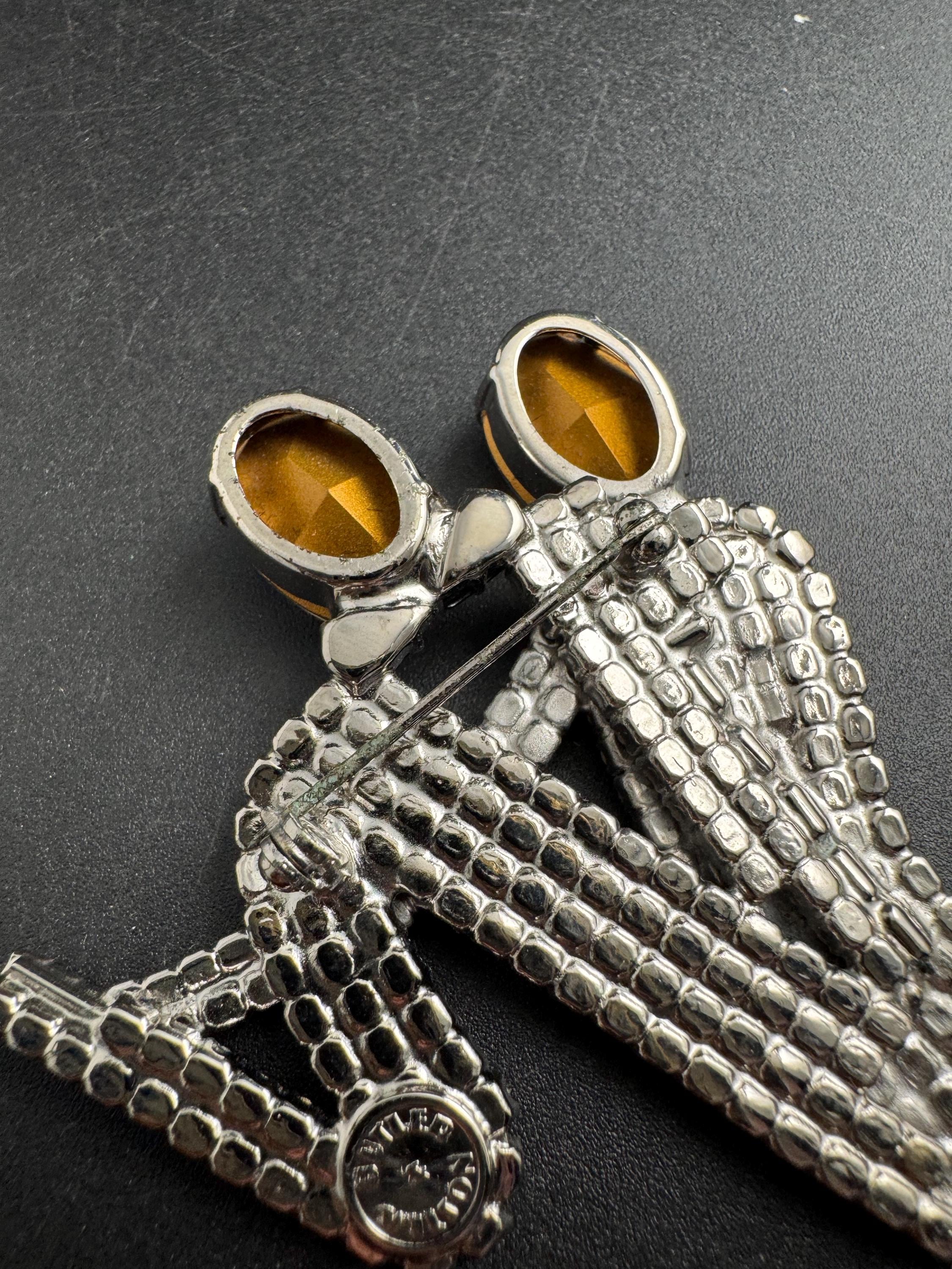 butler and Wilson ballroom dancing brooch, black clear rhinestone signed pin