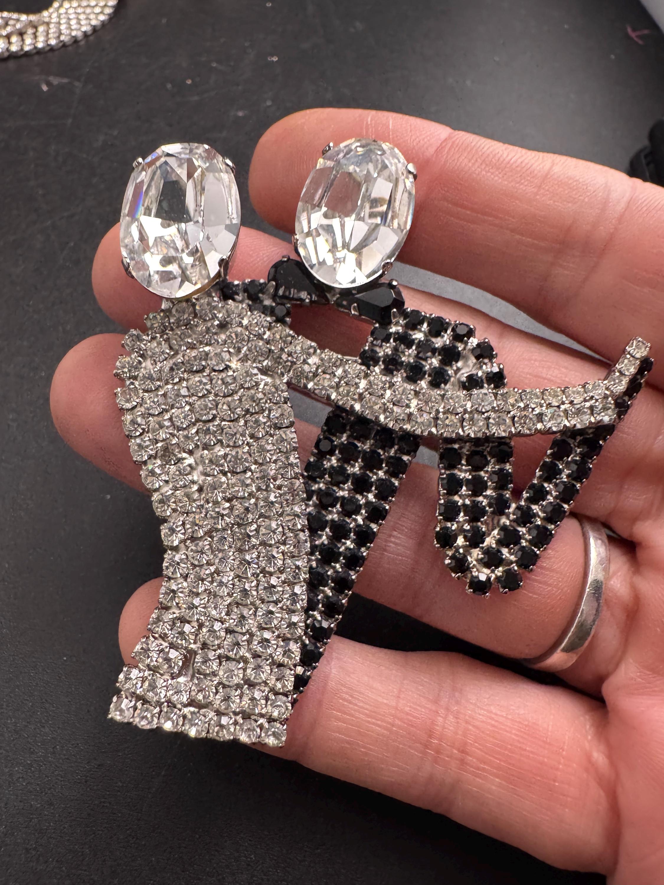 butler and Wilson ballroom dancing brooch, black clear rhinestone signed pin , men’s brooch