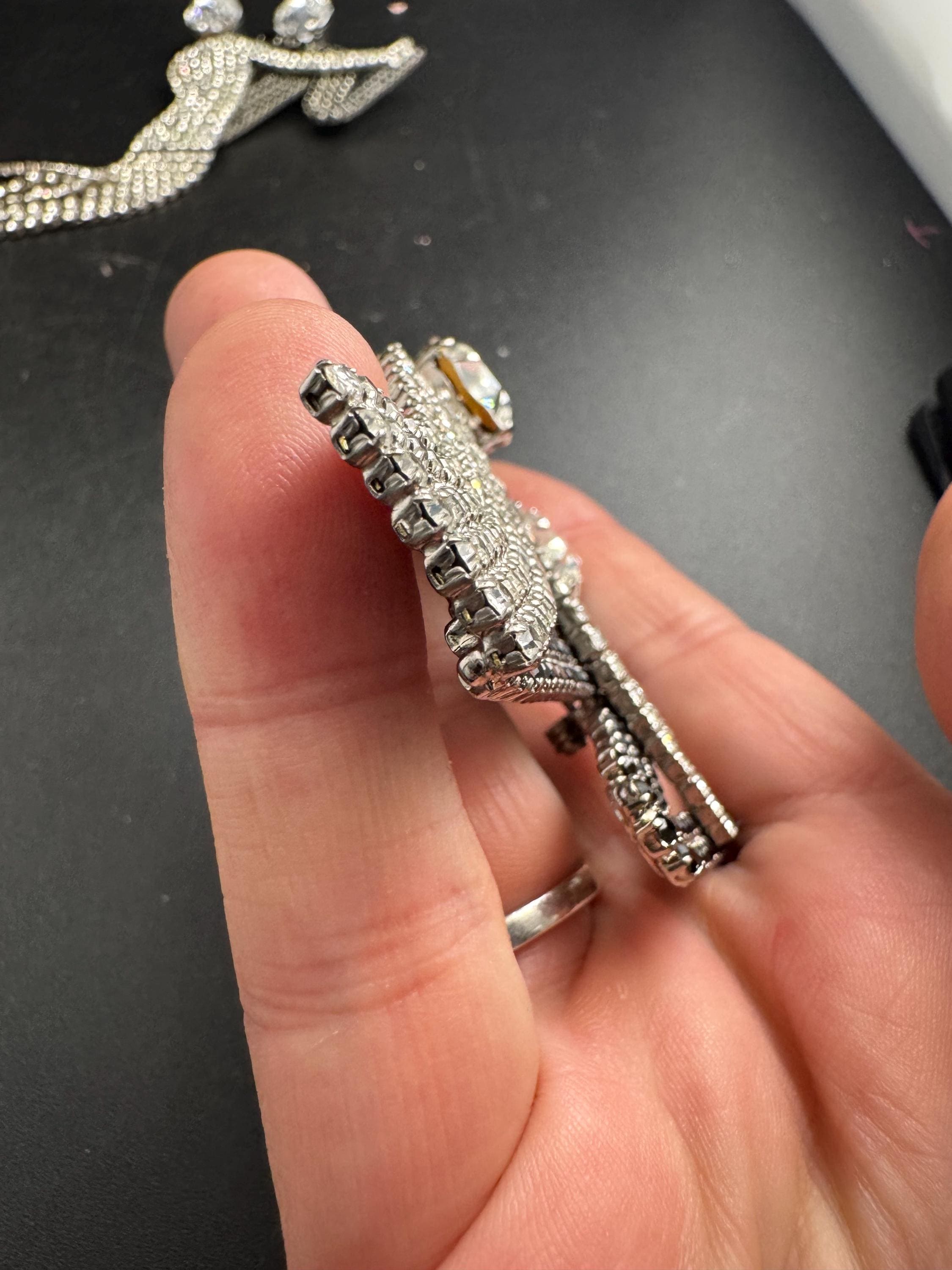 butler and Wilson ballroom dancing brooch, black clear rhinestone signed pin , men’s brooch