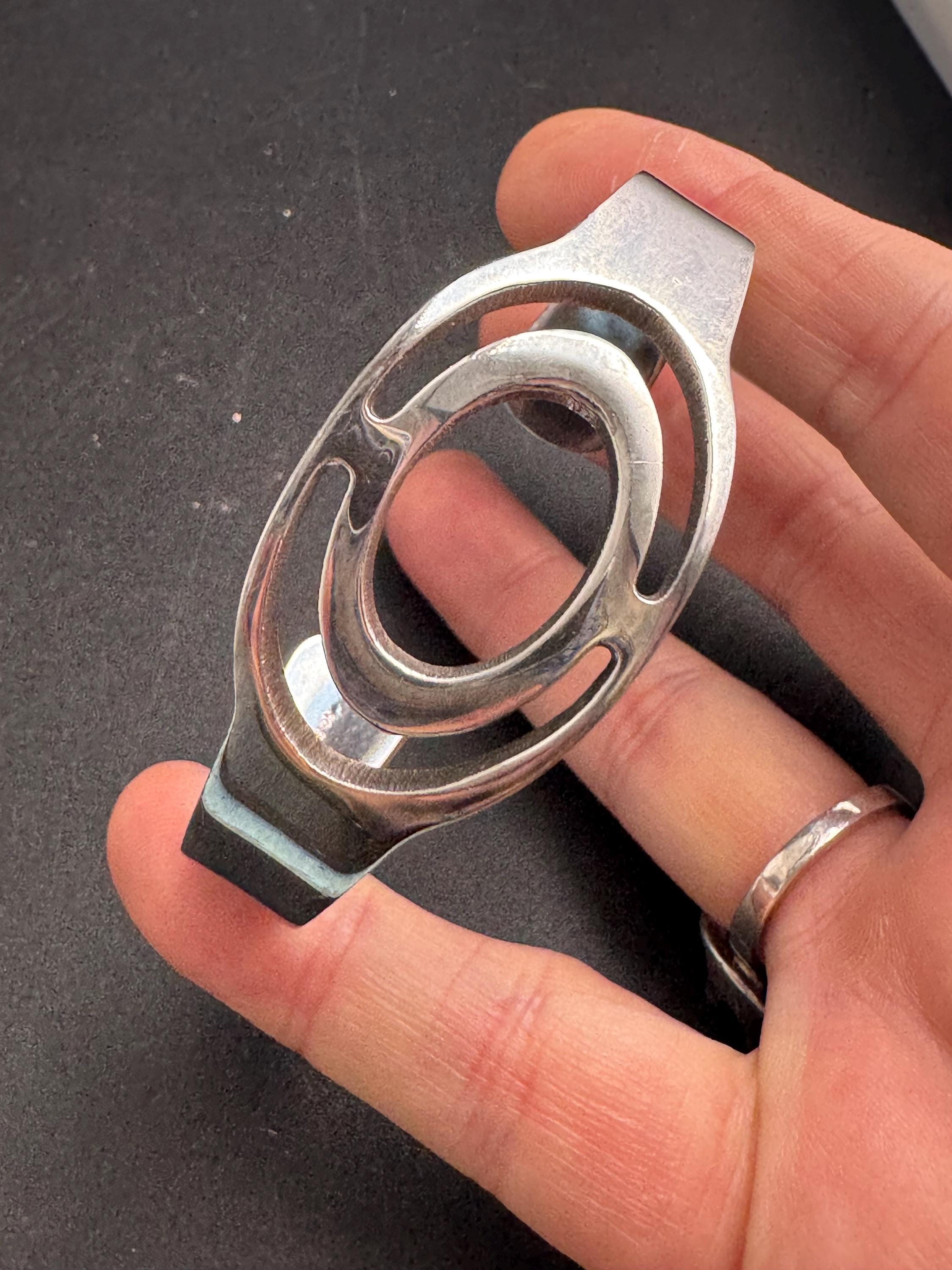 Newbridge Silverware abstract Bangle: signed jewellery Modernist Design