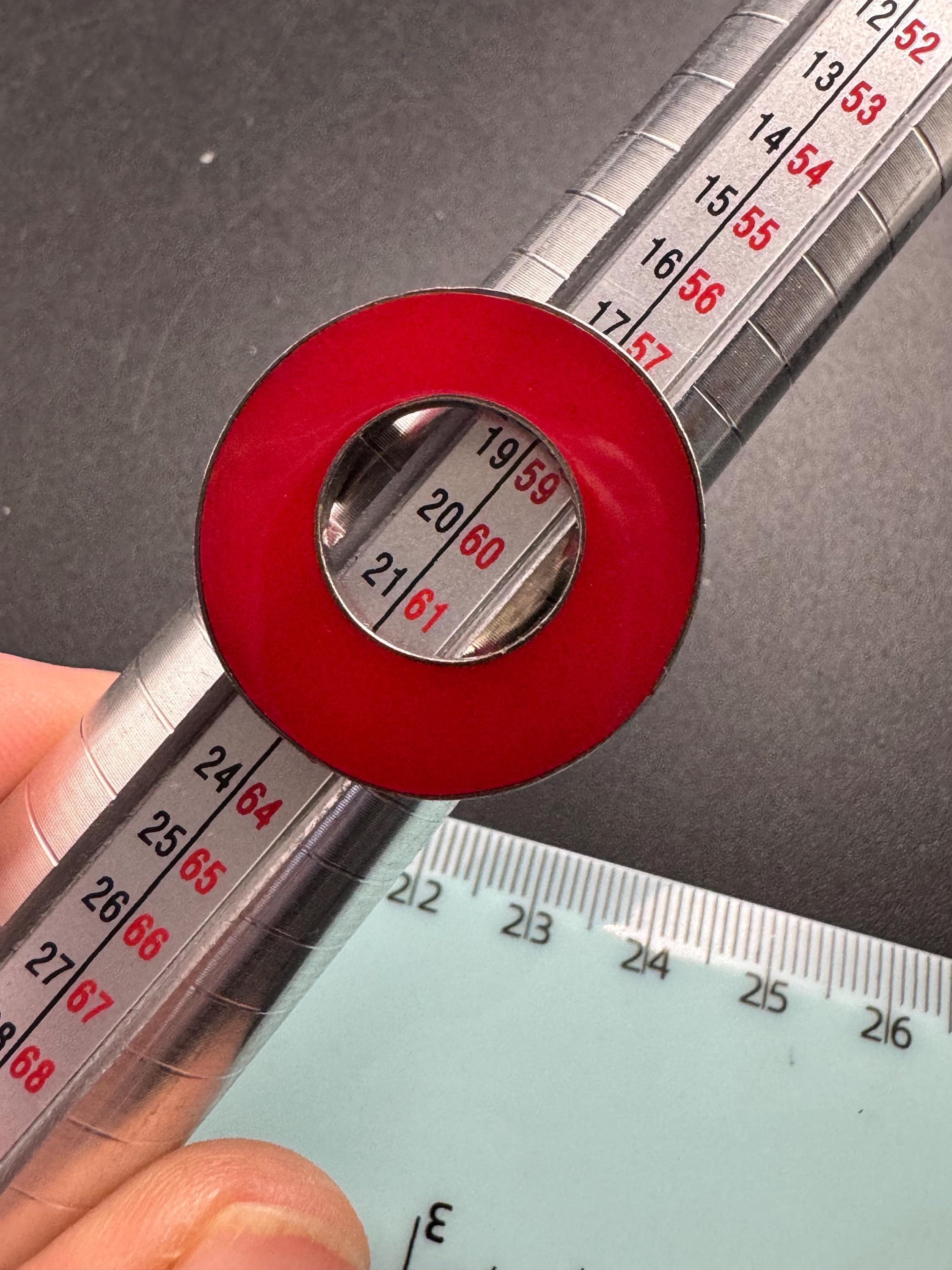 SIZE S 925 red loop brutalist dress ring, sterling silver acrylic ring