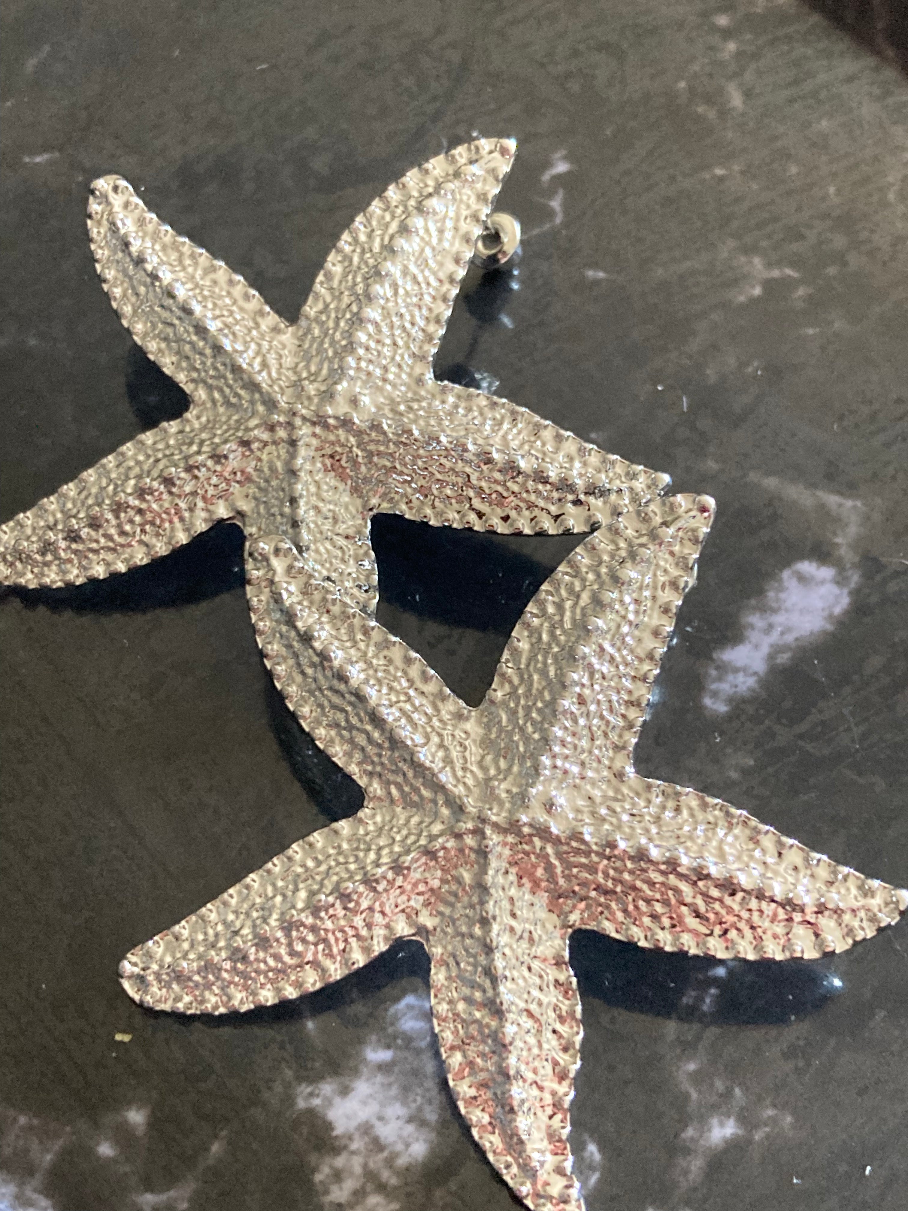 Oversized silver starfish earrings nautical