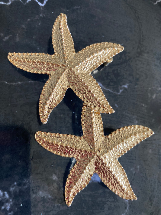 Oversized gold starfish earrings nautical