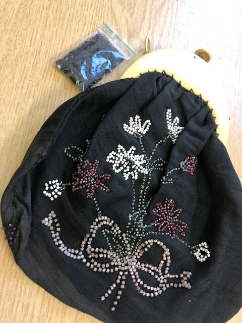 Antique Vintage 1890s 1900s 1910s Beaded Evening Bag Purse bead work embroidery